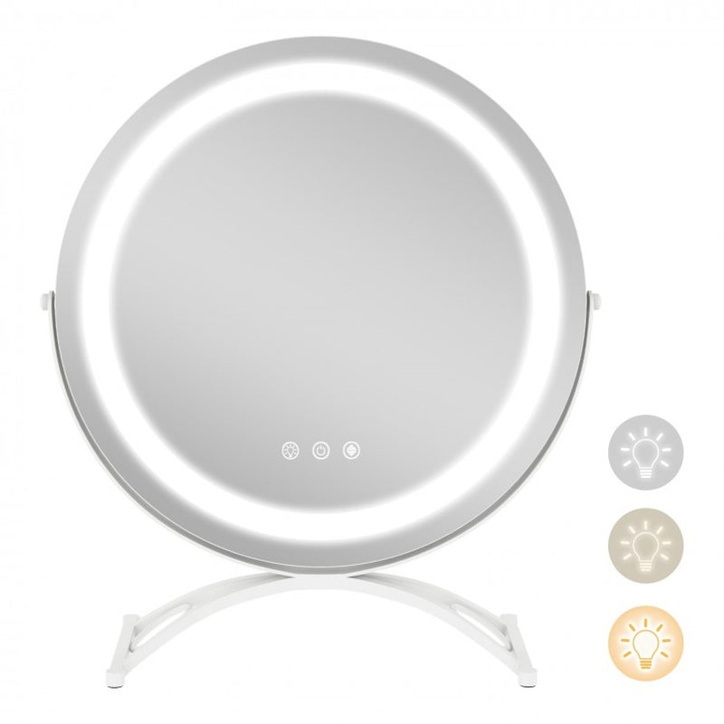 16-Inch Round LED Vanity Mirror with Three Color Temperature Settings and Adjustable Brightness