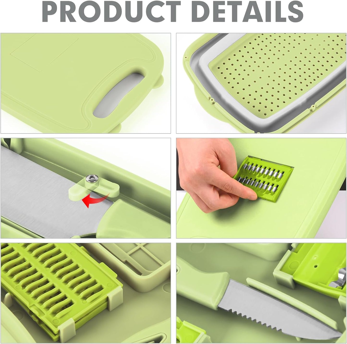 Collapsible 9-in-1 Camping Cutting Board with Colander - Multi-Functional Chopping Board and Vegetable Washing Basket