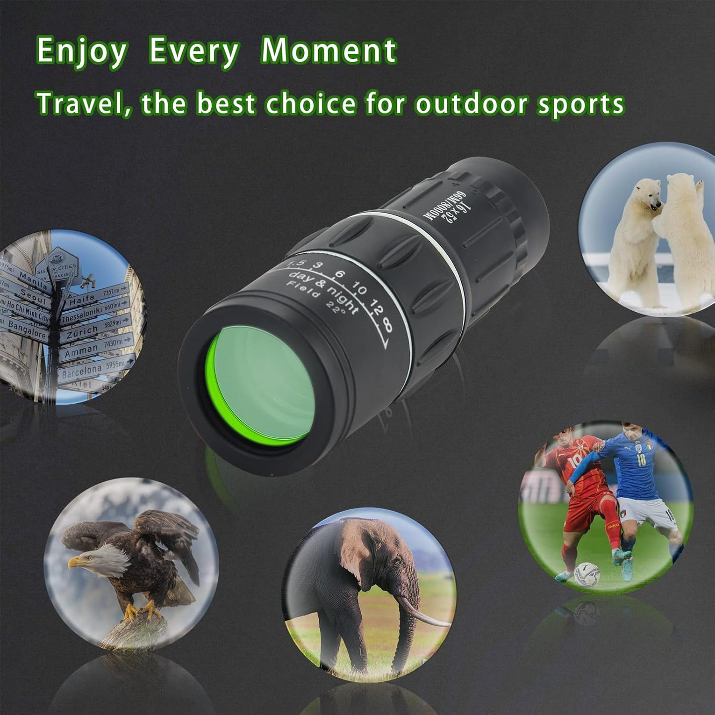 16X52 High-Power Compact Monocular Telescope for Adults and Children - Ideal for Bird Watching, Camping, Hiking, Concerts