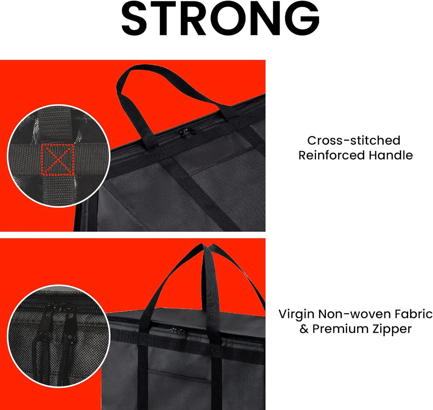 XXL Insulated Cooler Bag and Food Warmer for Food Delivery and Grocery Shopping, Black, Zippered Top (1 Pack)
