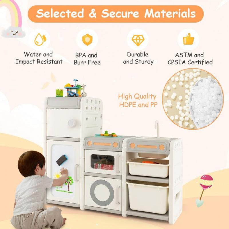 Versatile Toy Storage and Bookshelf with Integrated Magnetic Whiteboard