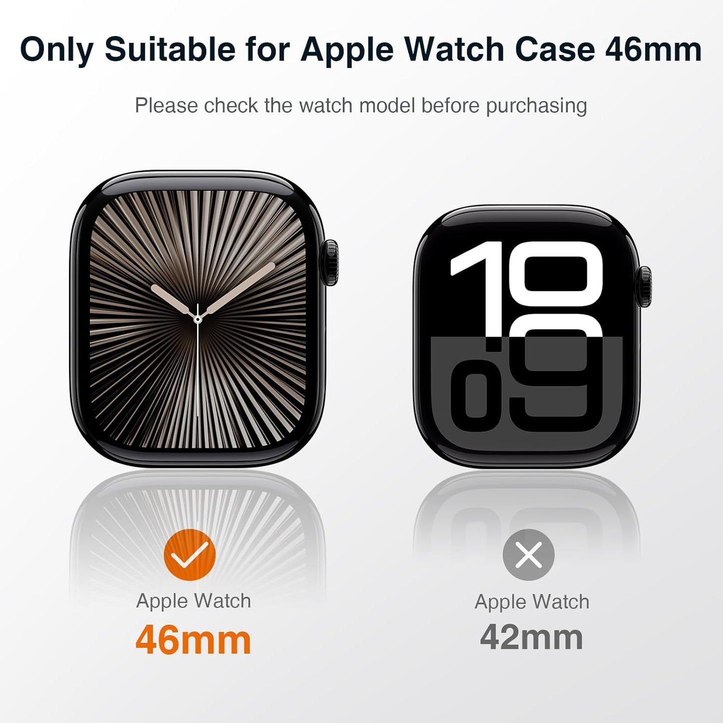 2-Pack Premium Hard PC Case with Tempered Glass Screen Protector for Apple Watch Series 10 (46mm) - Touch Sensitive, HD Ultra-Thin, Full Protective Cover in Black