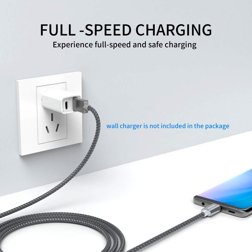 Micro USB Cable 6.6 Feet - USB A Male to Micro B Male Charger for Android Devices (Aramid Fiber & Double Braided Nylon) -(Gray)