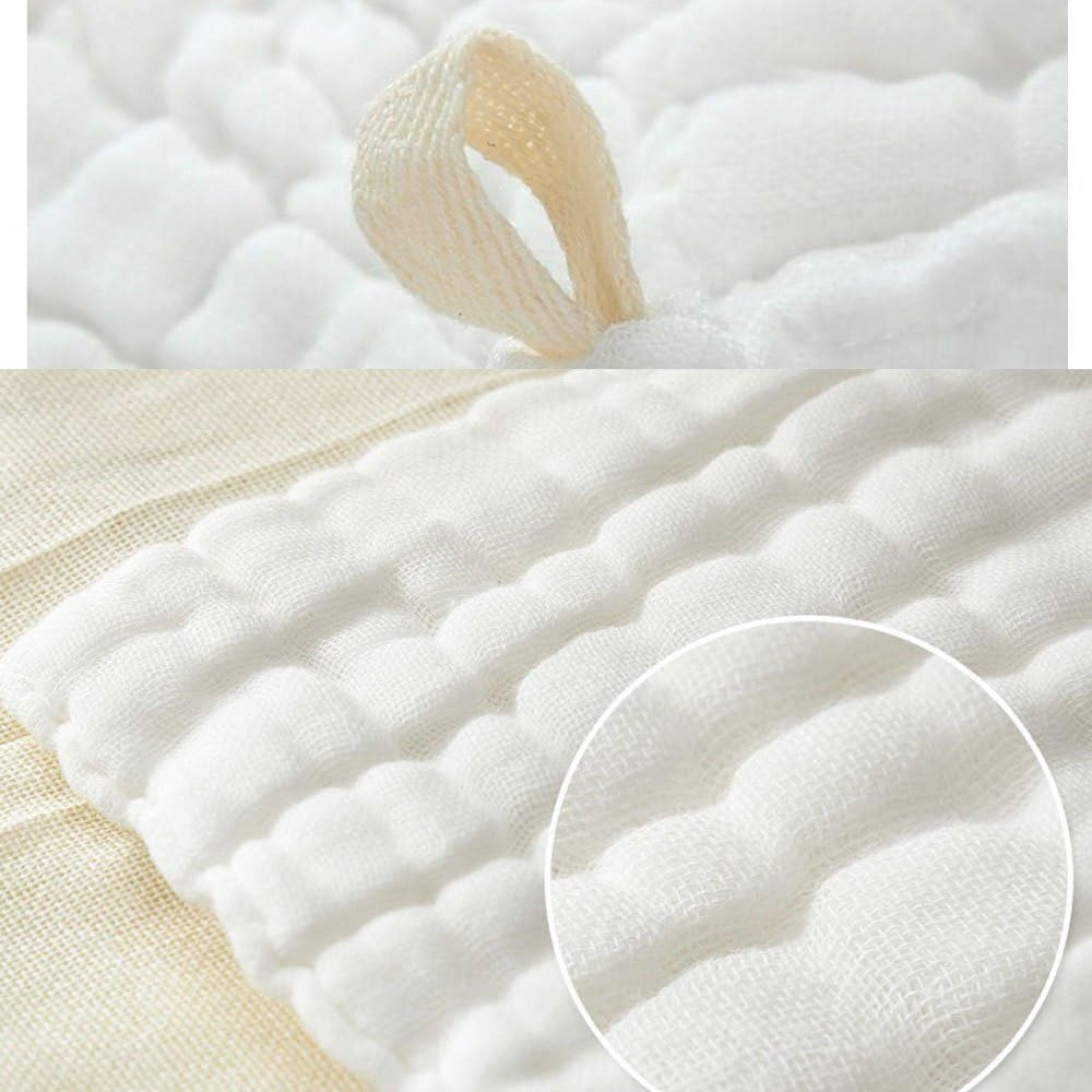 Baby Muslin Washcloths - Natural Muslin Cotton Baby Wipes - Sensitive Skin- 10 Pack 12X12 Inches (White)