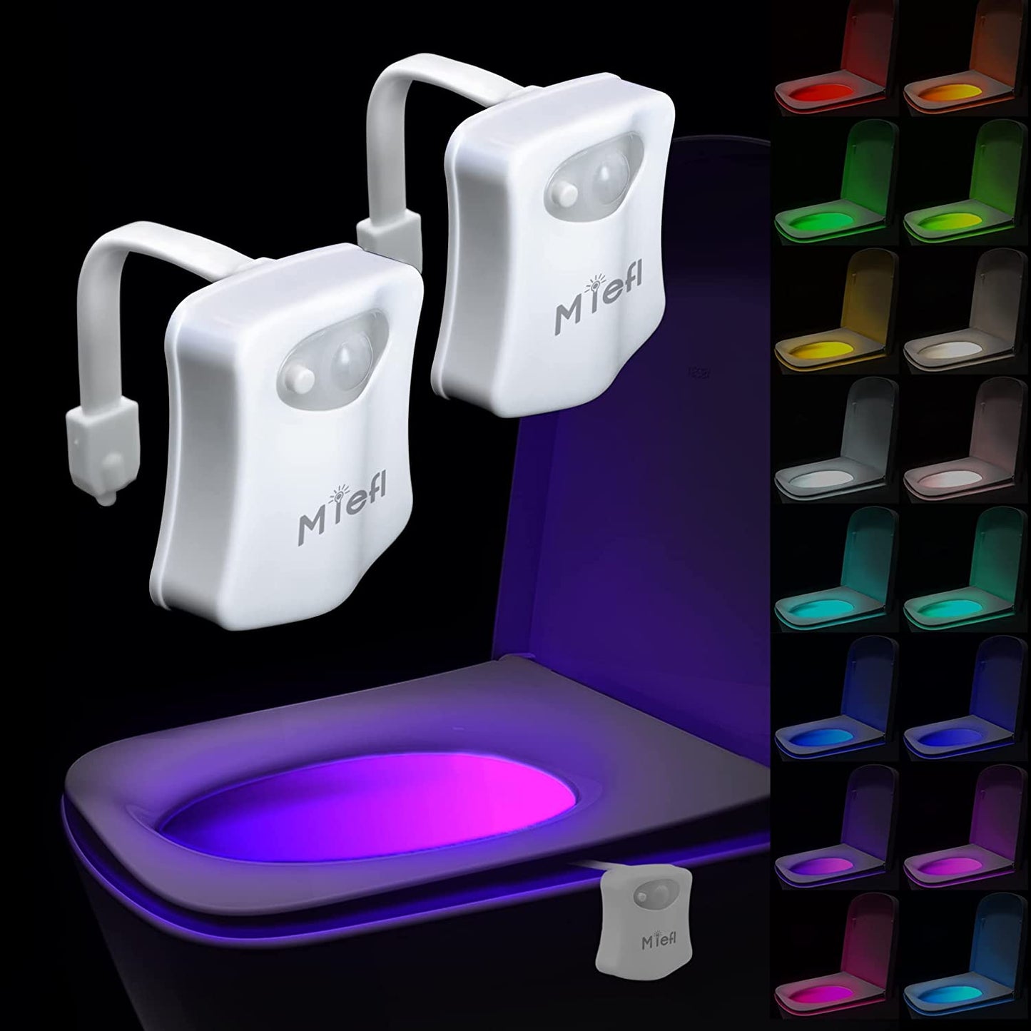 Motion-Activated Toilet Light with 16 Color Options (2 Pack) - LED Night Light for Bathroom, Perfect Gift for All Ages