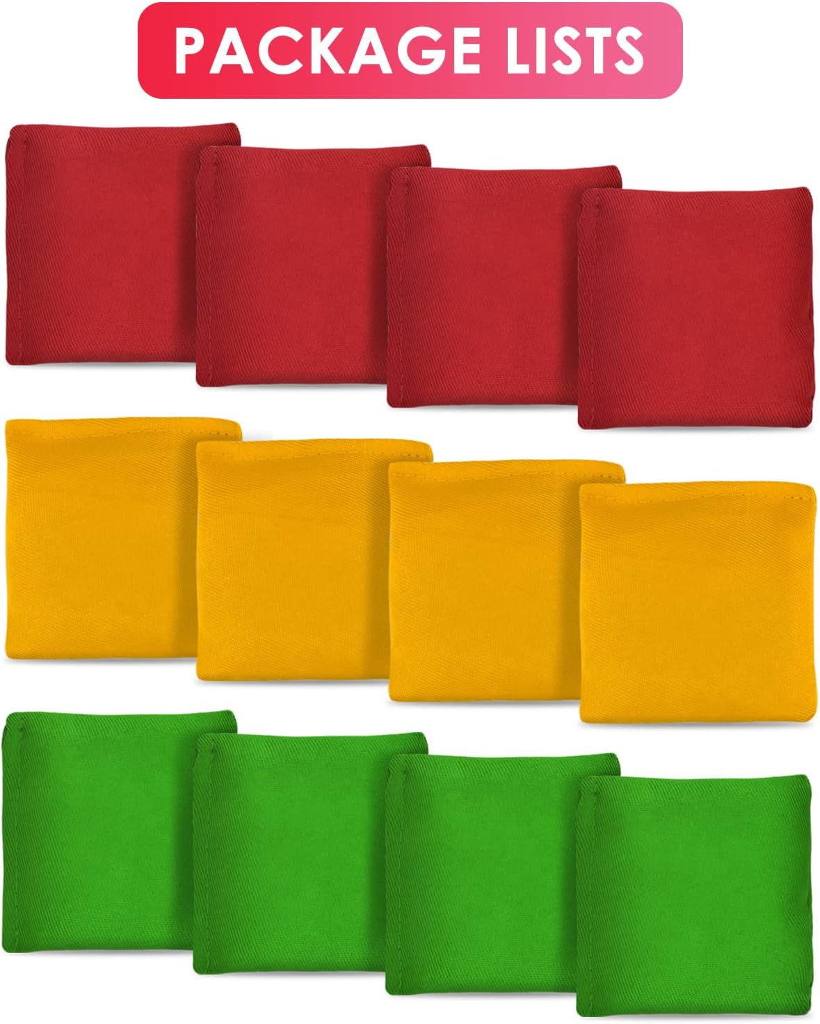 Colorful Mini Bean Bags for Tossing - 12 Pack Canvas Bean Bags for Outdoor Games, Carnival Activities, and Halloween Fun