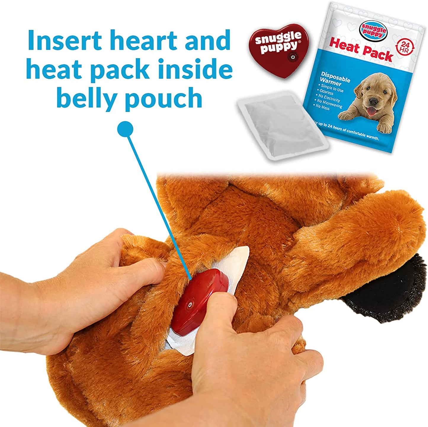 Snuggle Puppy Heartbeat Plush Toy Dogs - Anxiety Relief, Calming Support - Comfort Companion Behavioral Training - Biscuit Color