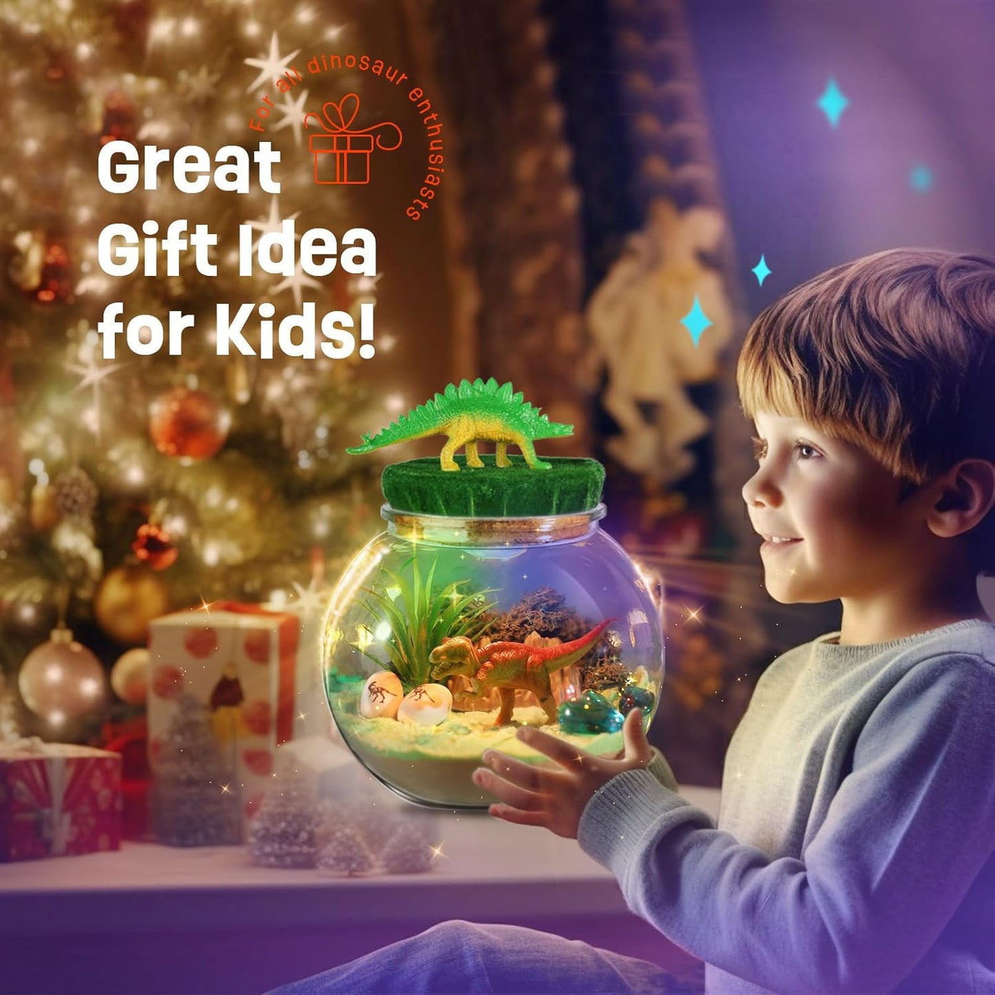 Dinosaur Gifts for Boys - Terrarium Kit for Kids - Birthday Gift for Boys Ages 4 5 6 7 8-12, DIY Dinosaur Toys, Arts and Crafts Kit for Kids- Christmas Gifts for Boys