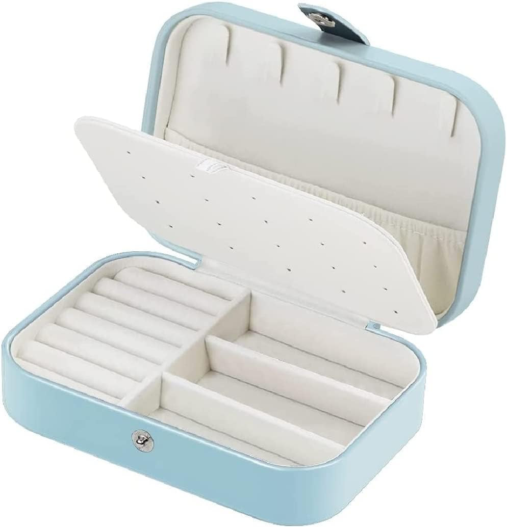 Double Layer Travel Jewelry Organizer - Elegant PU Leather Case for Rings, Earrings, Necklaces, and Bracelets