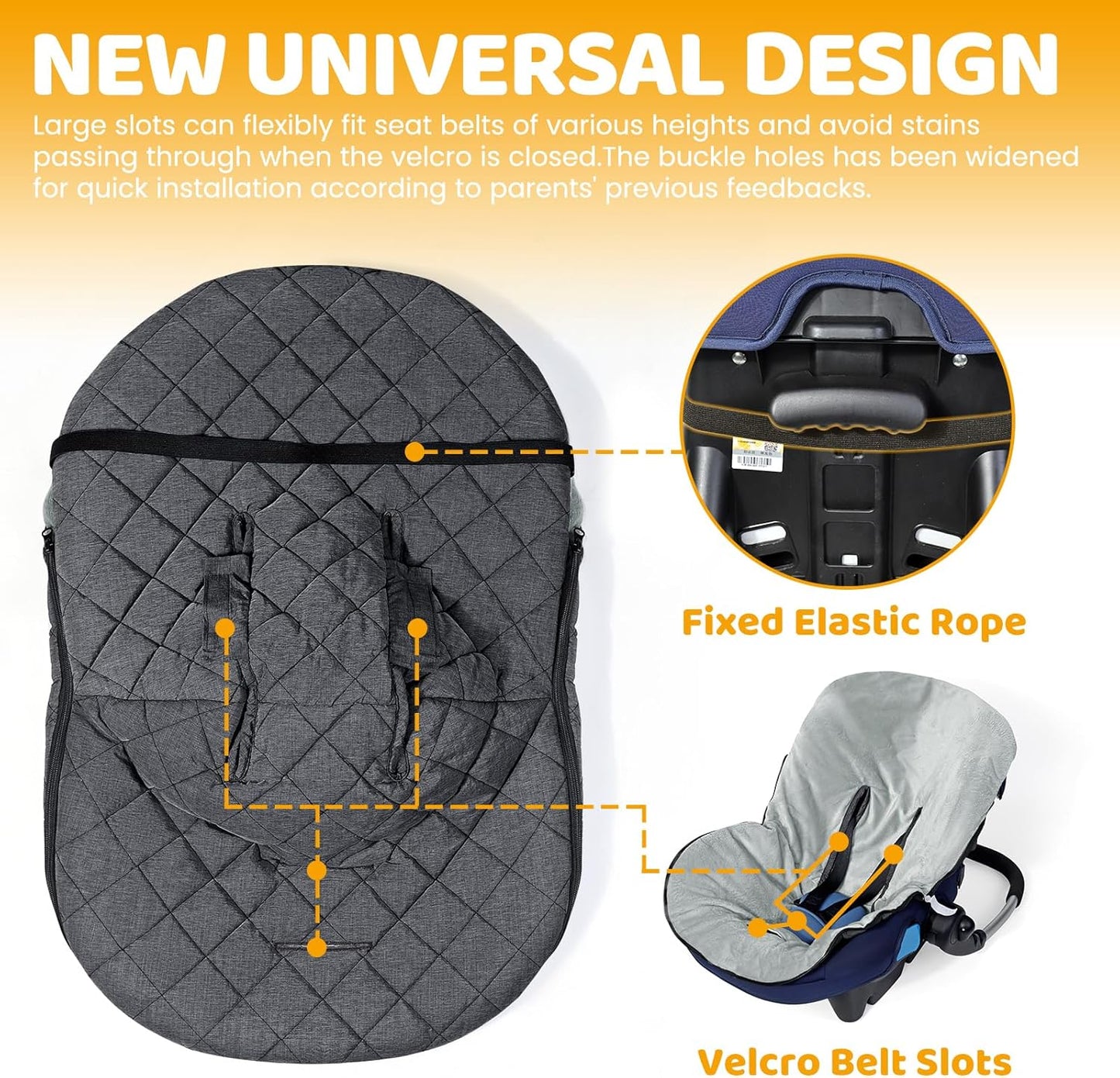 Canopy Bunting Bag for Infant Car Seats and Strollers - Dark Grey, Cold Weather Protection