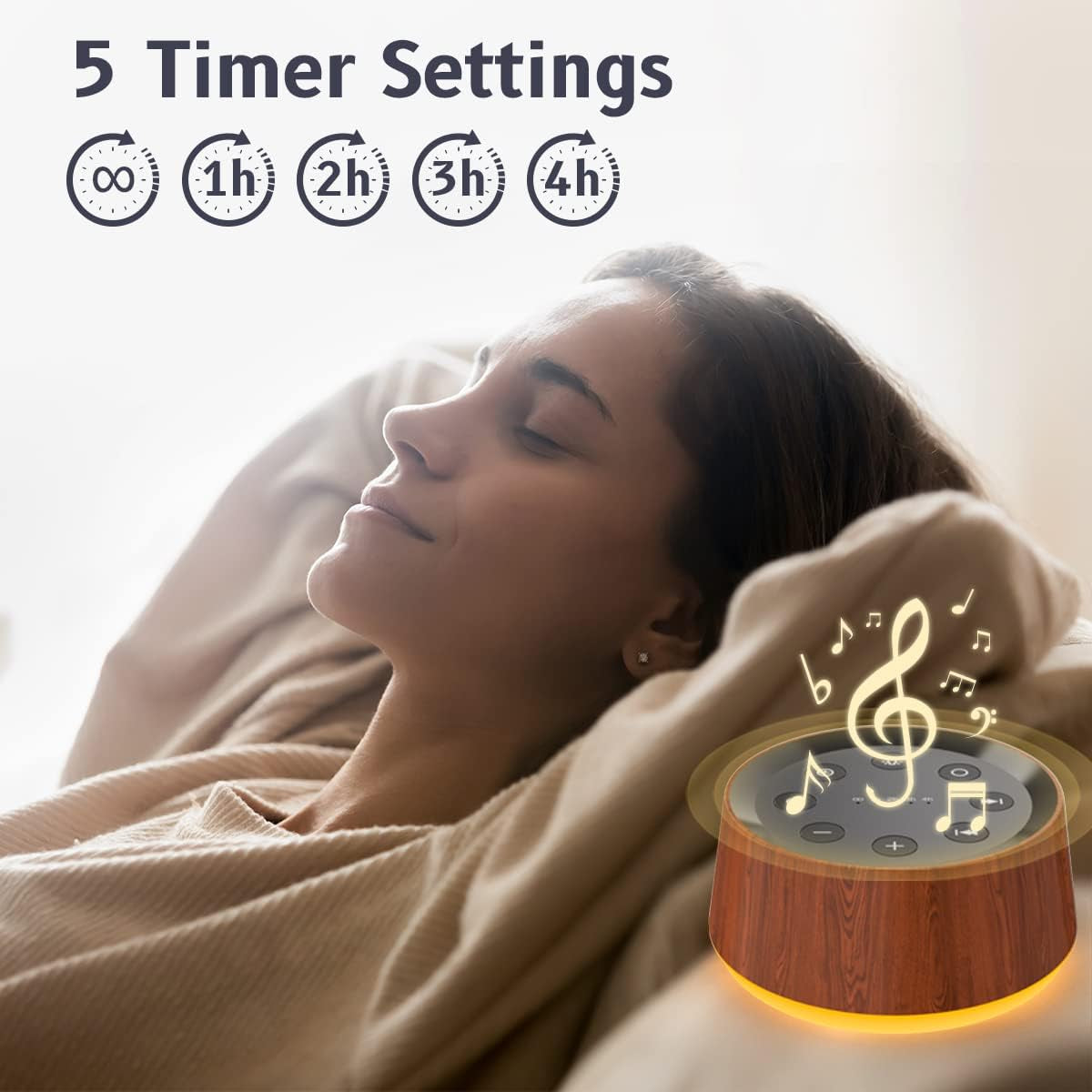 30-Soothing Sounds White Noise Machine - 12-Color Night Light, 36 Volume Levels, Memory Function, 5 Timers