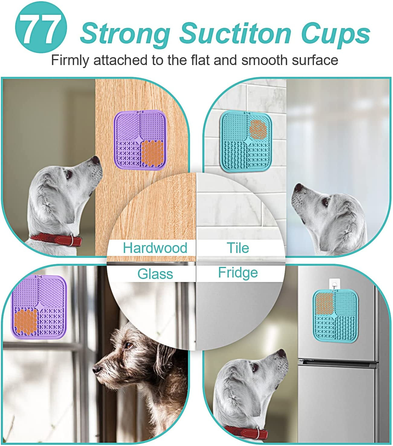 Lick Mat Set for Dogs and Cats - 2 Pack Suction Cups, Anxiety Relief, Boredom Reduction, Bathing and Grooming