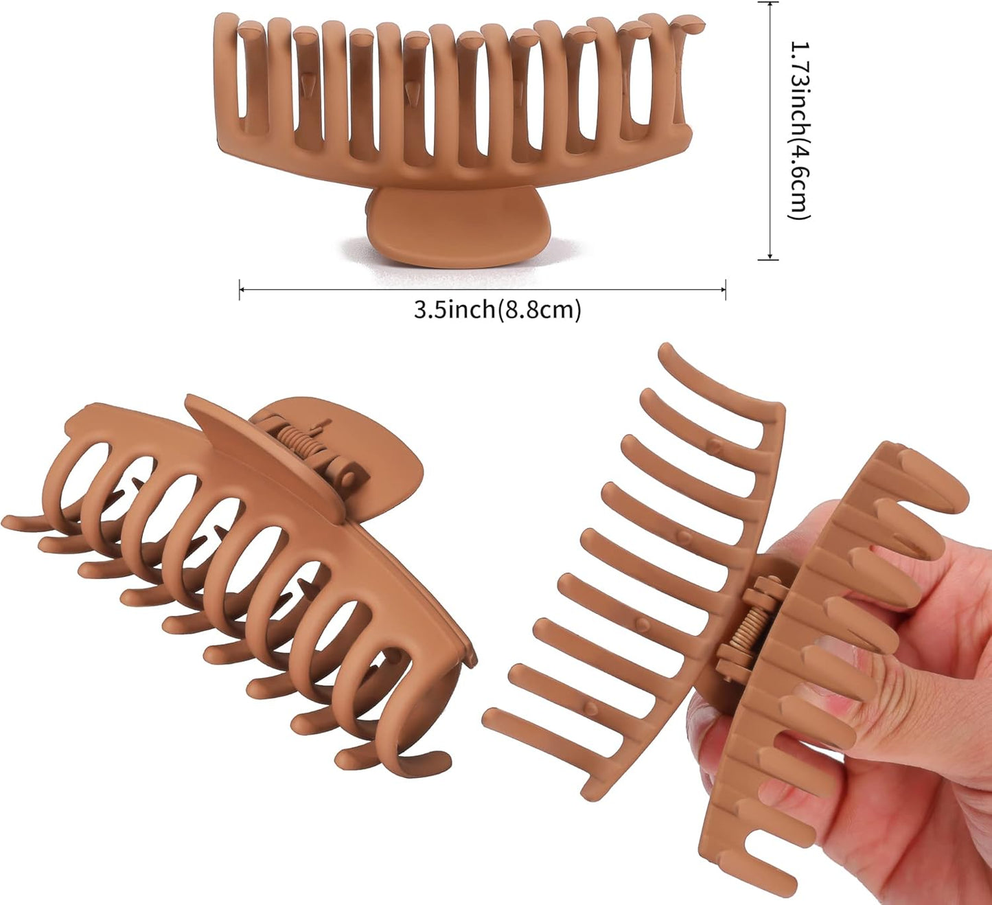 6-Piece Set of 3.5-Inch Medium to Large Claw Clips for Thick and Thin Hair, Matte Square Hair Accessories for Women and Girls