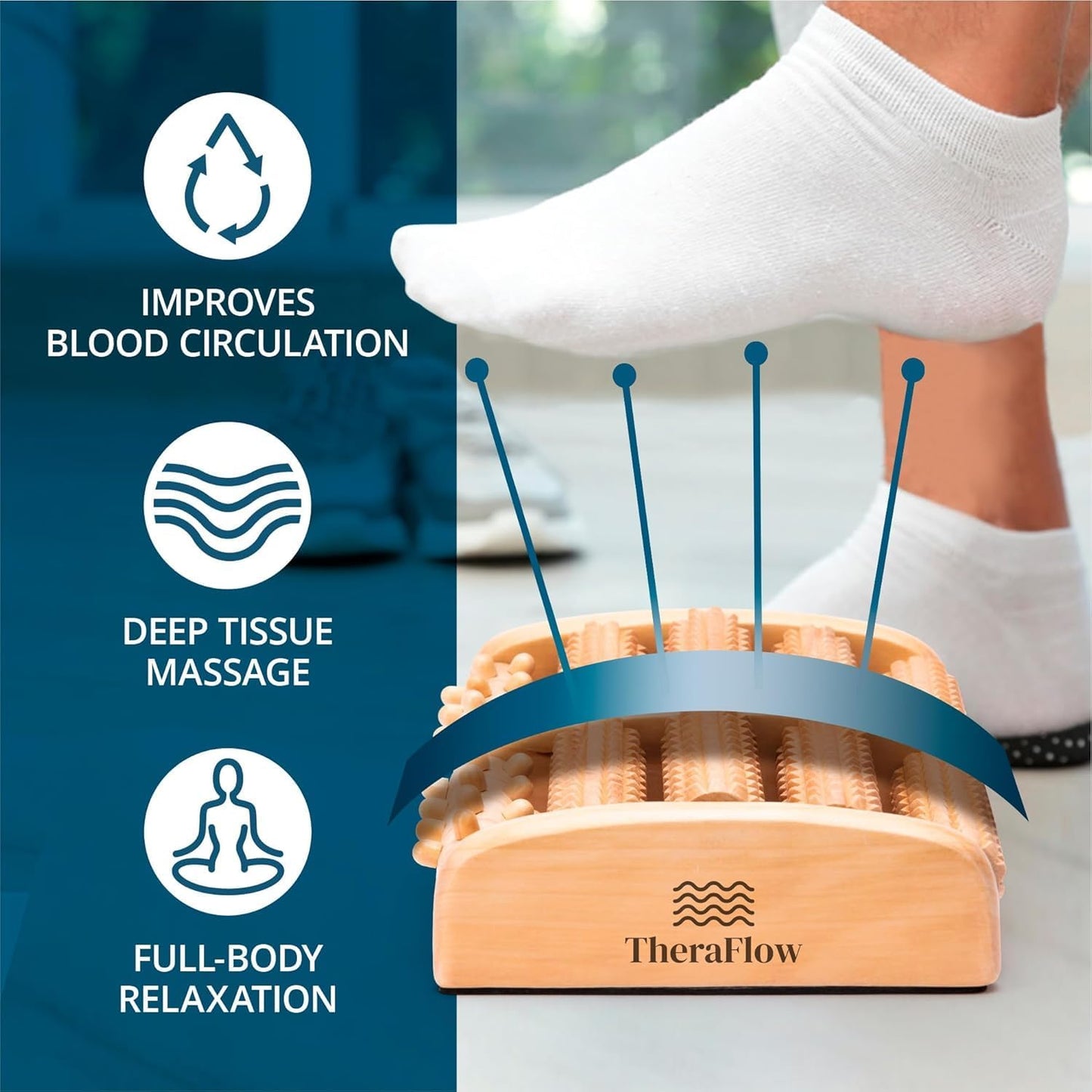 Wooden Foot Massager and Roller for Plantar Fasciitis and Neuropathy Relief - Professional Reflexology Tool for Stress Relief and Relaxation - Ideal Gift for Men and Women (Large)