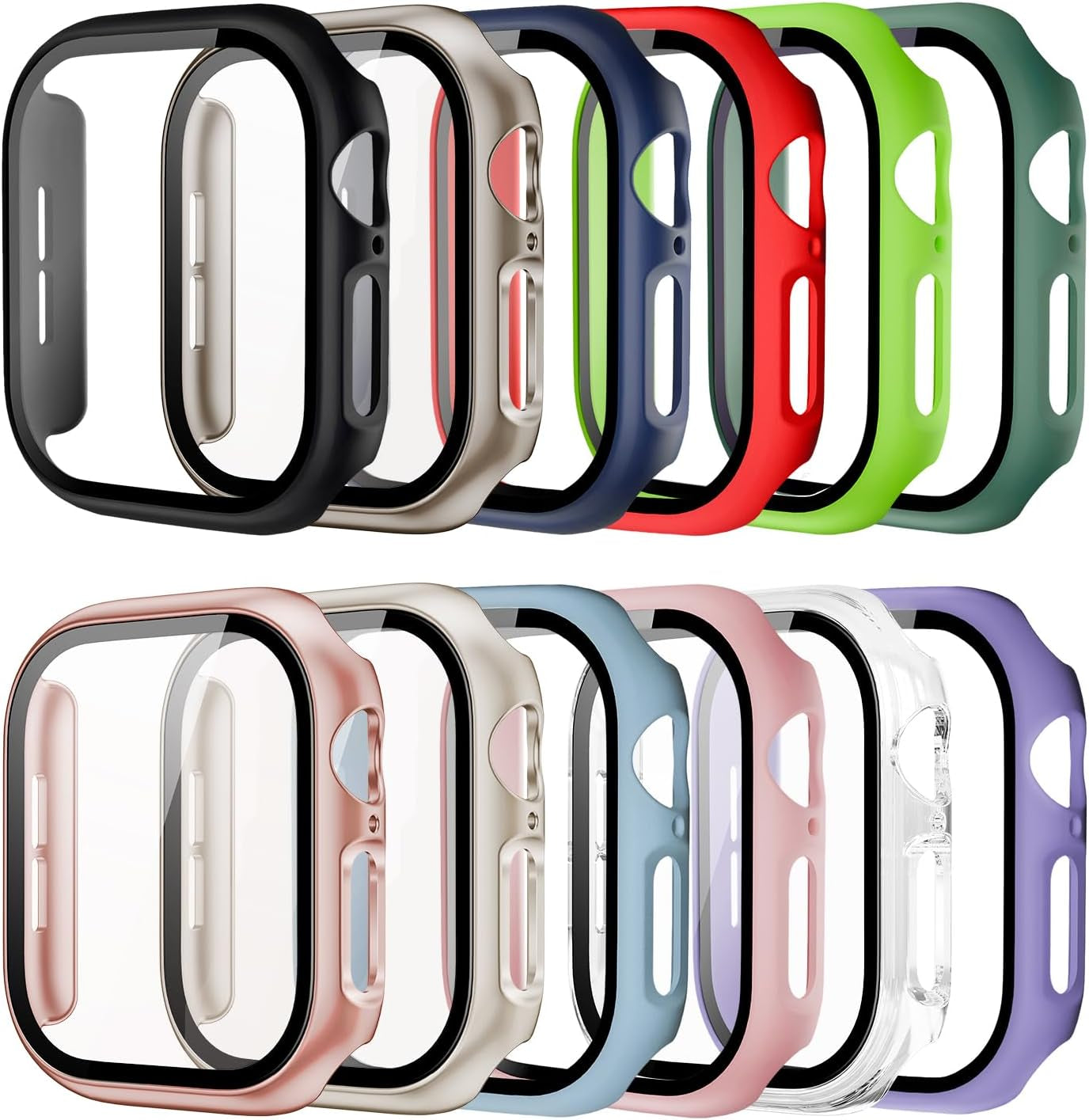 12 Pack Case for 46Mm Apple Watch Series 10, with Tempered Glass Screen Protector Full Scratch-Resistant Protective Cover Bumper for Apple Watch Series 10 46 Mm 2024