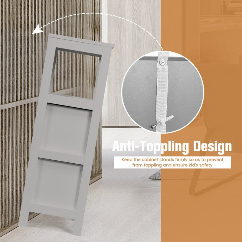 Bathroom Wooden Floor Cabinet Multifunction Storage Rack Stand Organizer