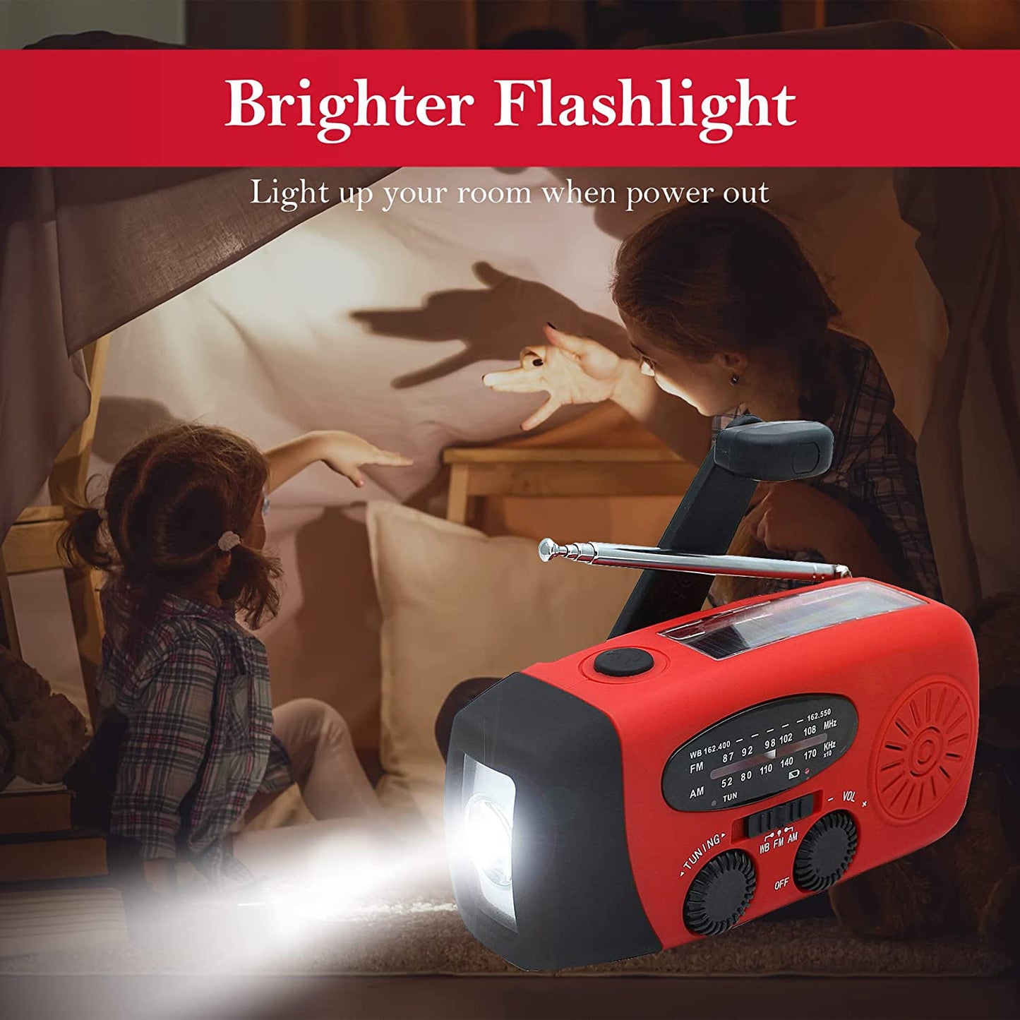 Upgraded Emergency Hand Crank Self-Powered AM/FM NOAA Solar Weather Radio - LED Flashlight and 2000mAh Power Bank for Smartphones