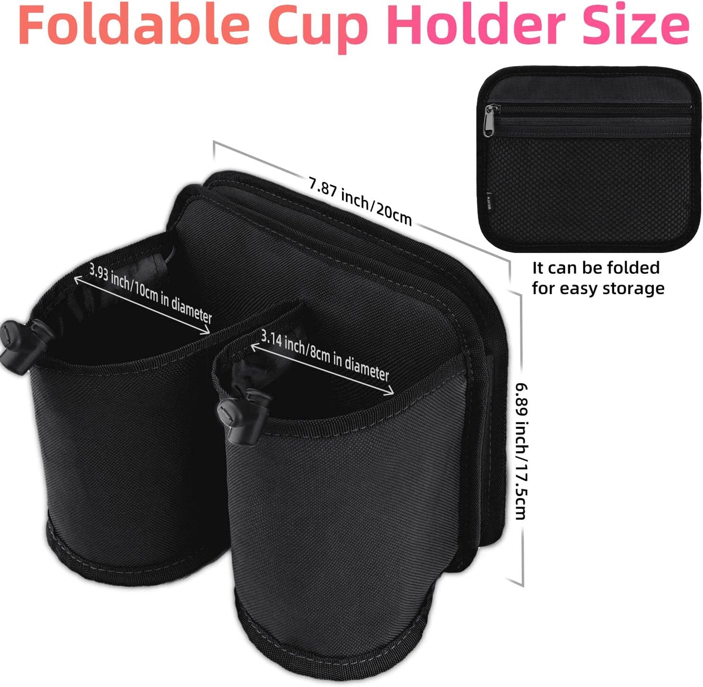 Luggage Travel Cup Holders for Roll-On Suitcase Handles - Beverage Carrier for Coffee Mugs and Drinks