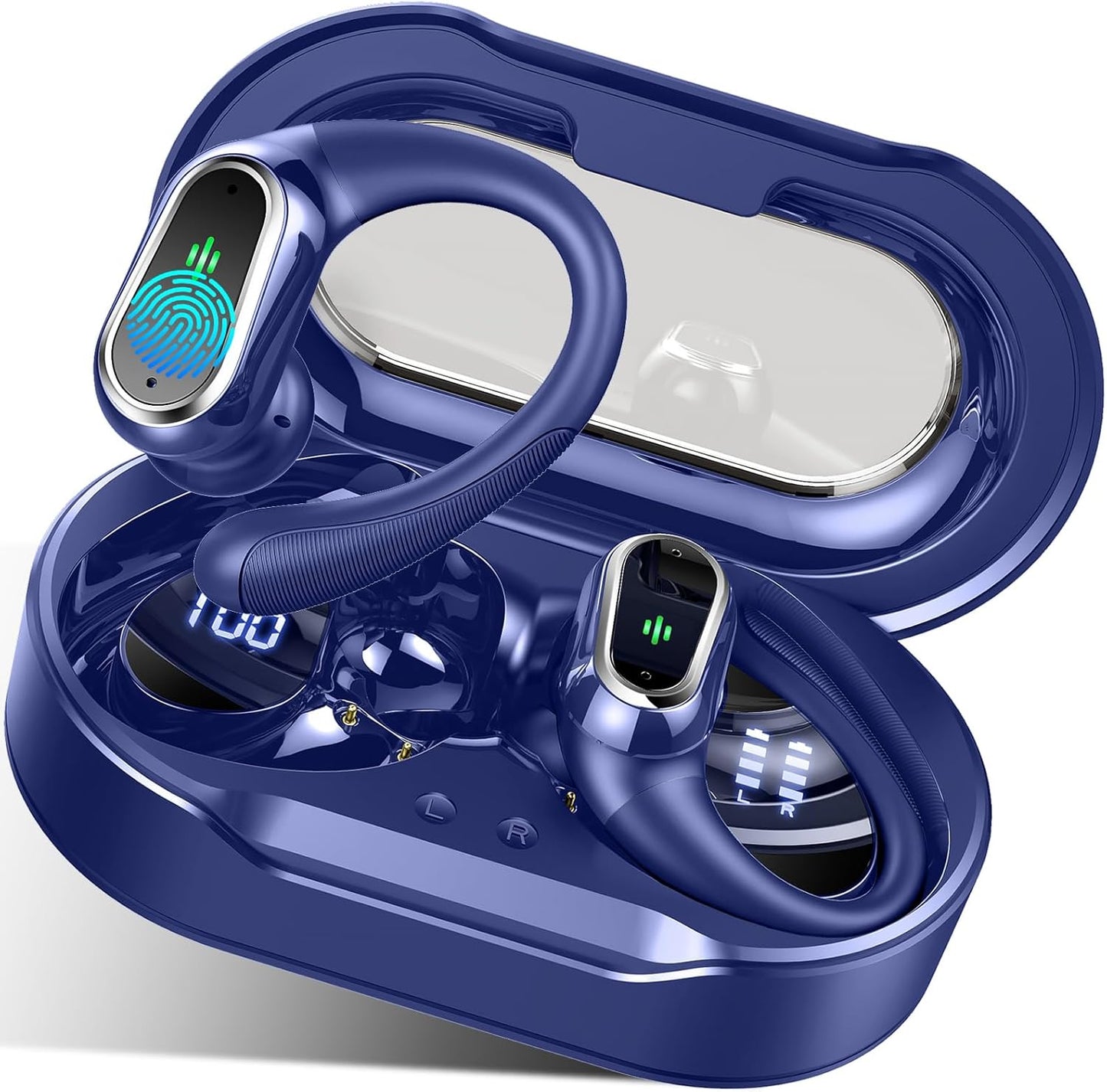 Bluetooth 5.3 Wireless Earbuds - ENC Noise Cancelling Microphone, 50-Hr Stereo Playback, IP7 Waterproof Rating, Dual LED Display