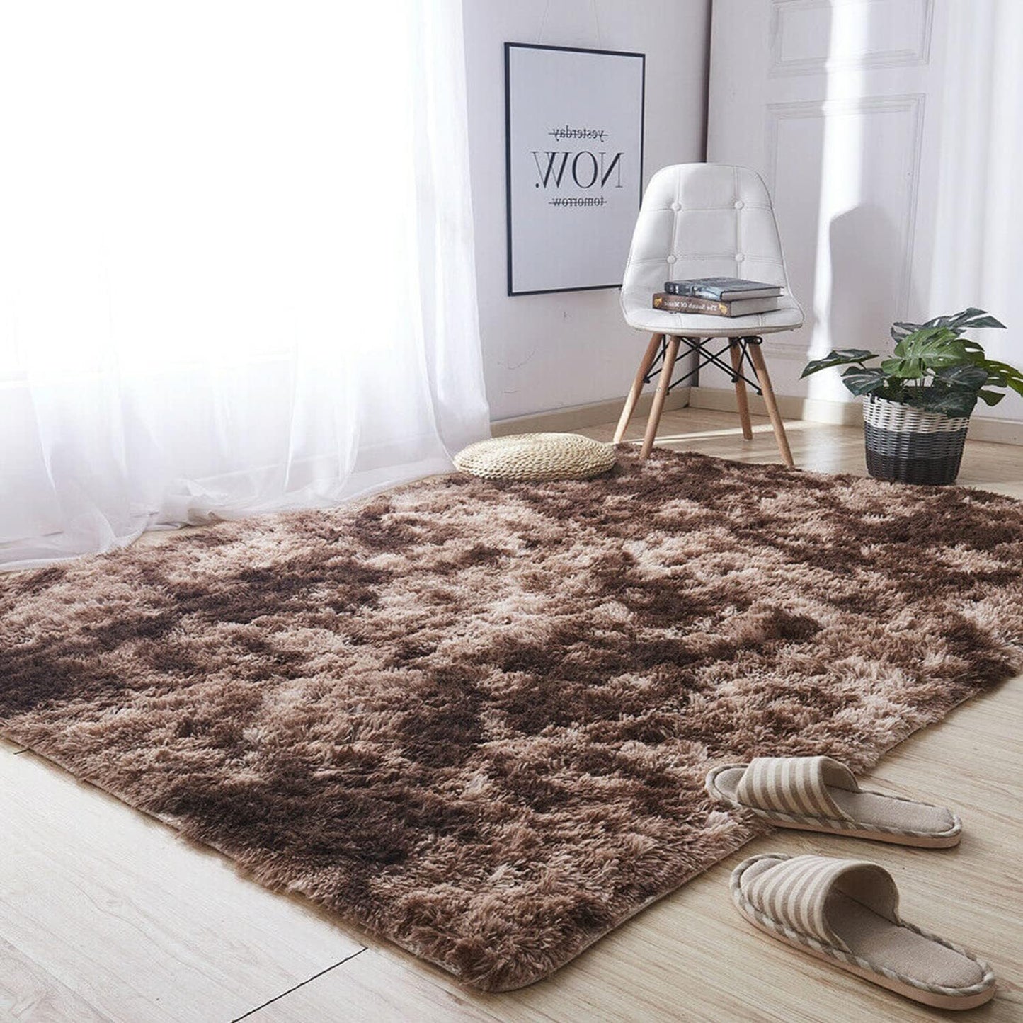 Ultra Soft Modern Shaggy Area Rug for Bedroom and Living Room - Fluffy Throw Carpet for Kids' Rooms (4x6 Feet, Dark Gray)