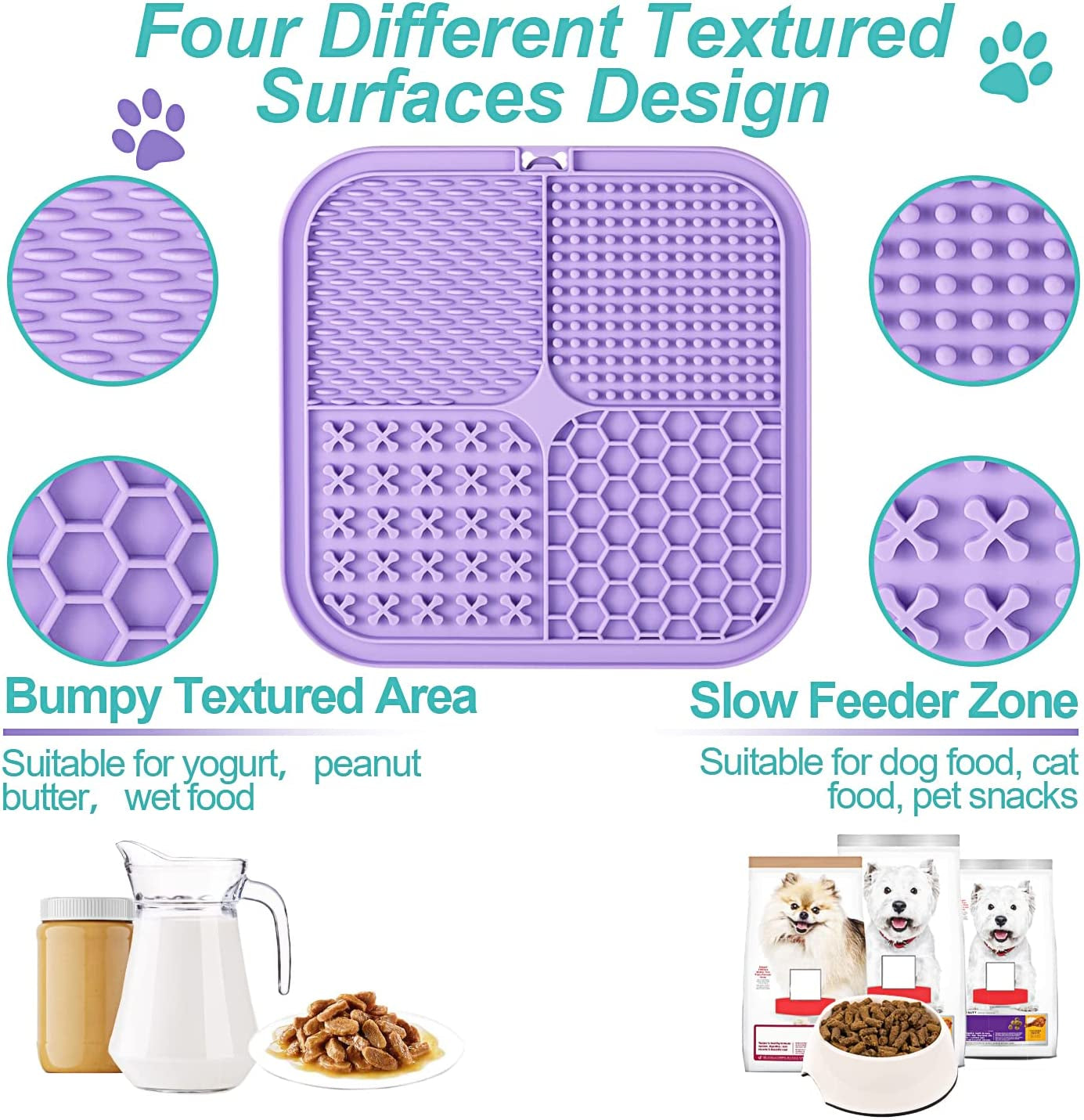Lick Mat Set for Dogs and Cats - 2 Pack Suction Cups, Anxiety Relief, Boredom Reduction, Bathing and Grooming