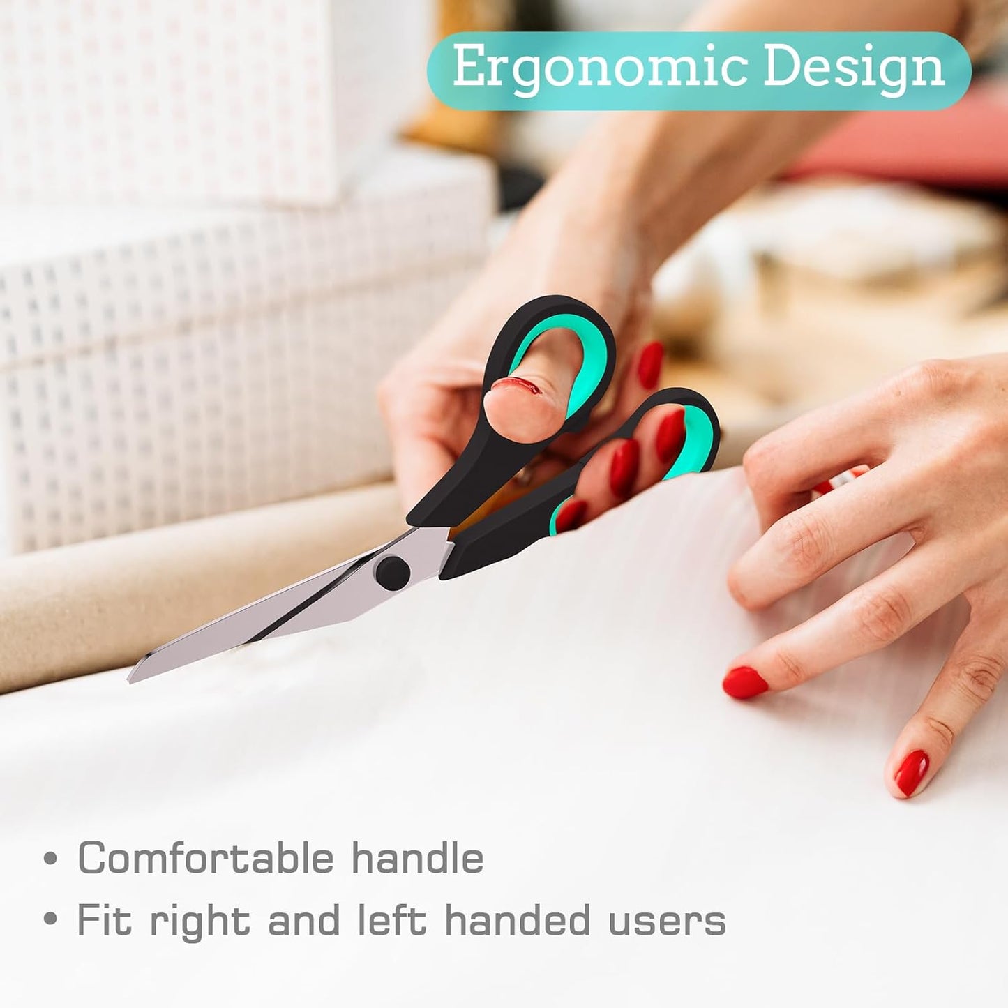 6-Pack of 8'' Stainless Steel Scissors with Sharp Blades and Comfortable Grips - Versatile All-Purpose Scissors for Office, Home Crafts, and Educational Use