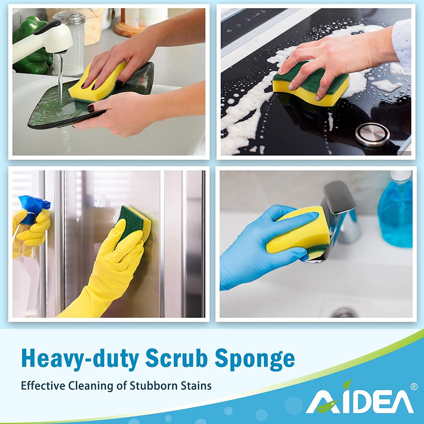 Heavy Duty Scrub Sponge - 24 Count, Eco-Friendly Cleaning Pads for Dishes, Pots, and Pans, Stink-Free and Effortless Cleaning