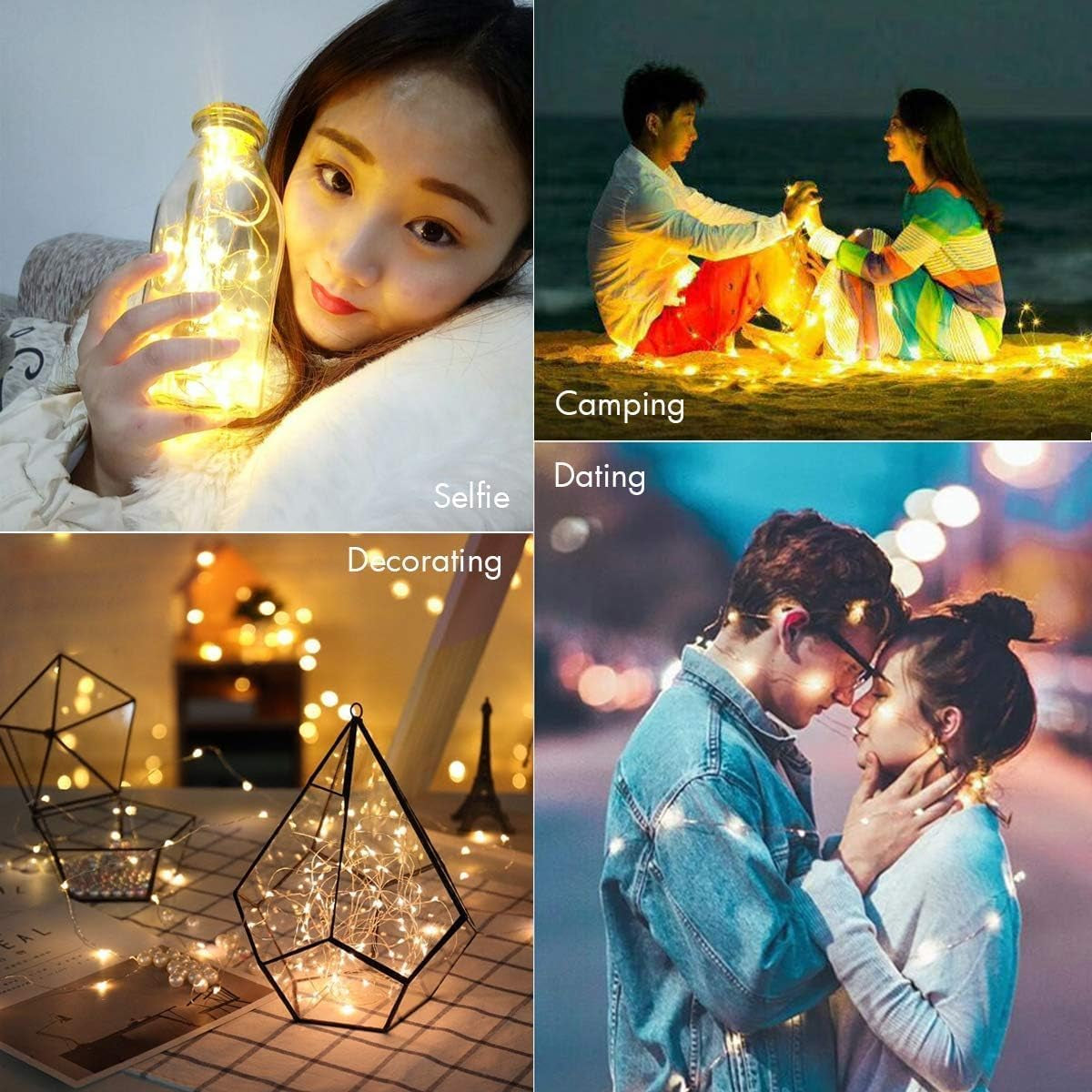 6-Pack Battery-Powered Fairy Lights, 7FT 20LED Mini String Lights for Mason Jar and DIY Table Centerpiece Decorations (Warm White)