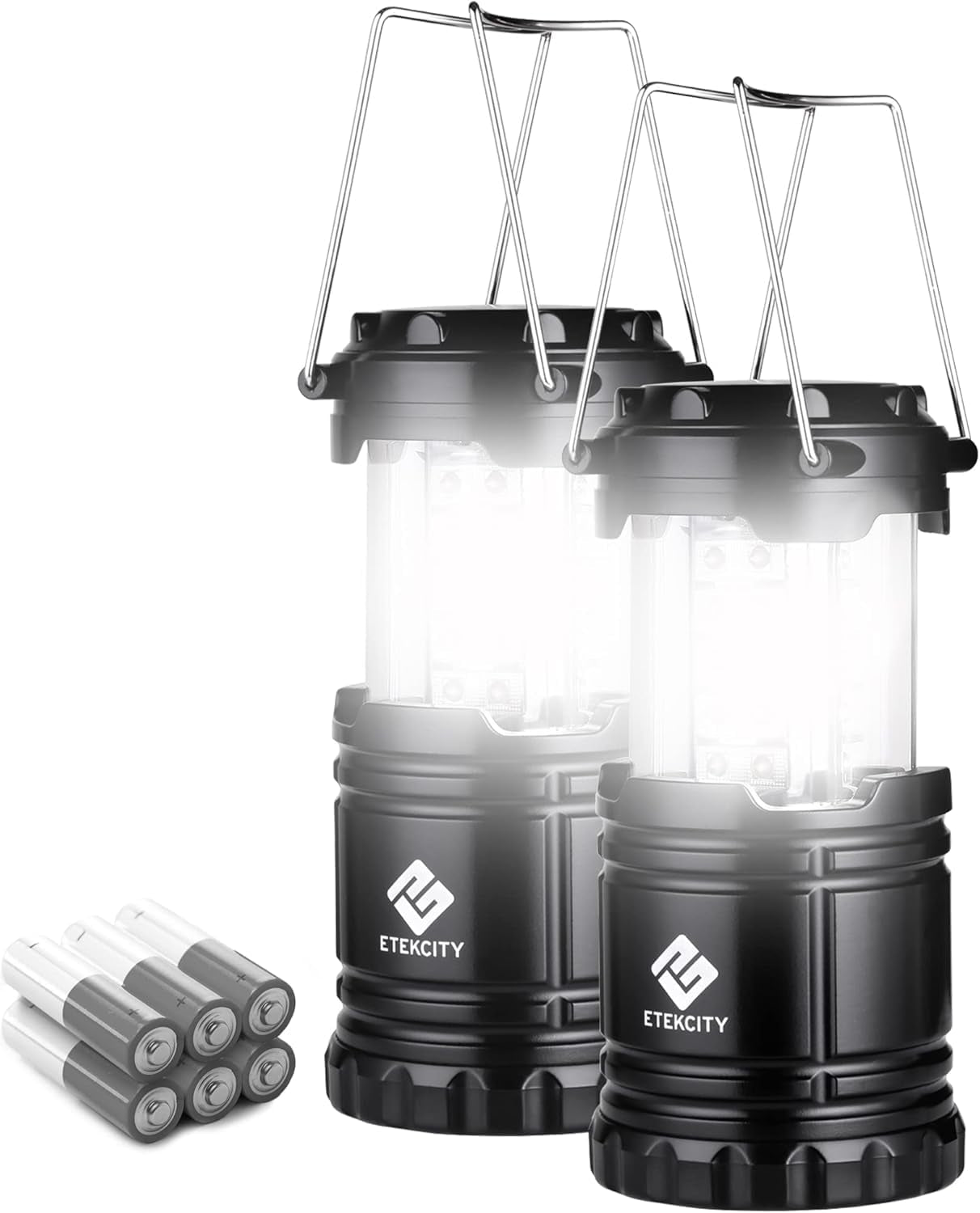 2-Pack LED Camping Lanterns with Magnetic Base and Adjustable Brightness - Emergency Survival Kit for Hurricanes, Storms, and Power Outages (Batteries Included)