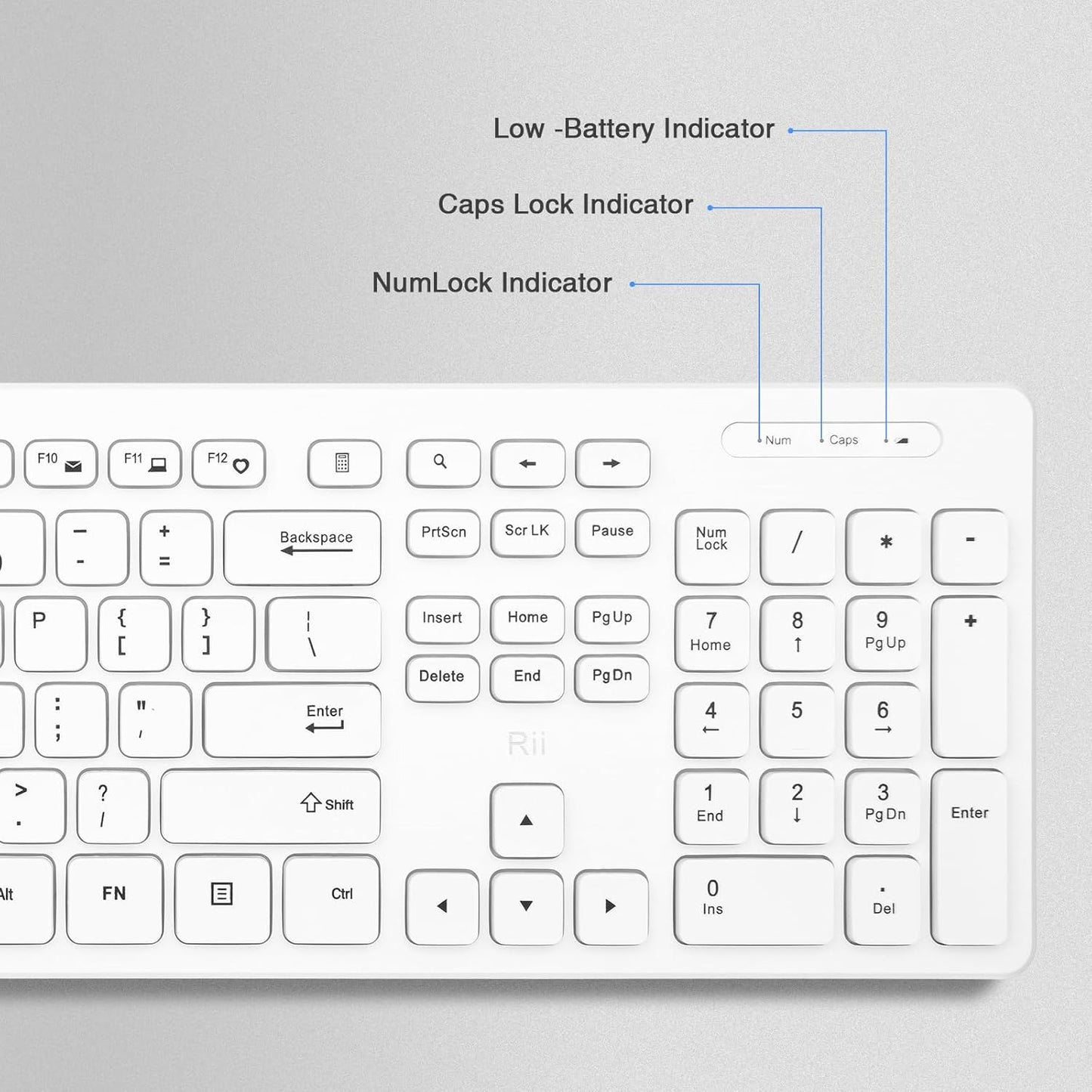 Wireless Full-Size Keyboard and Mouse Combo, Quiet-Typing Set for PC, Office, and School (White)