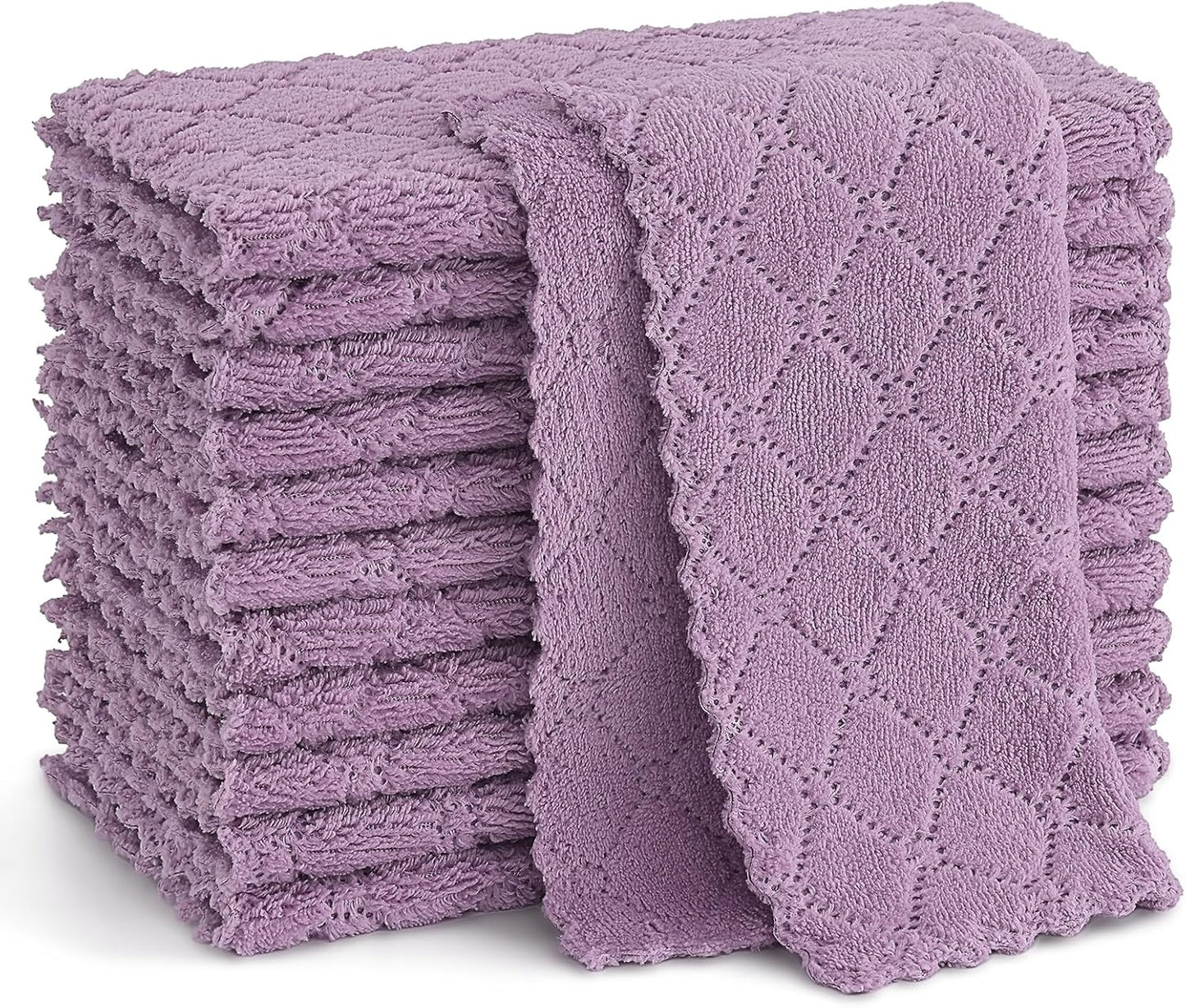 Microfiber Cleaning Cloths - 12 Pack, Ultra Soft & Absorbent Kitchen Towels, 10" x 10", Lint-Free Reusable Cloths