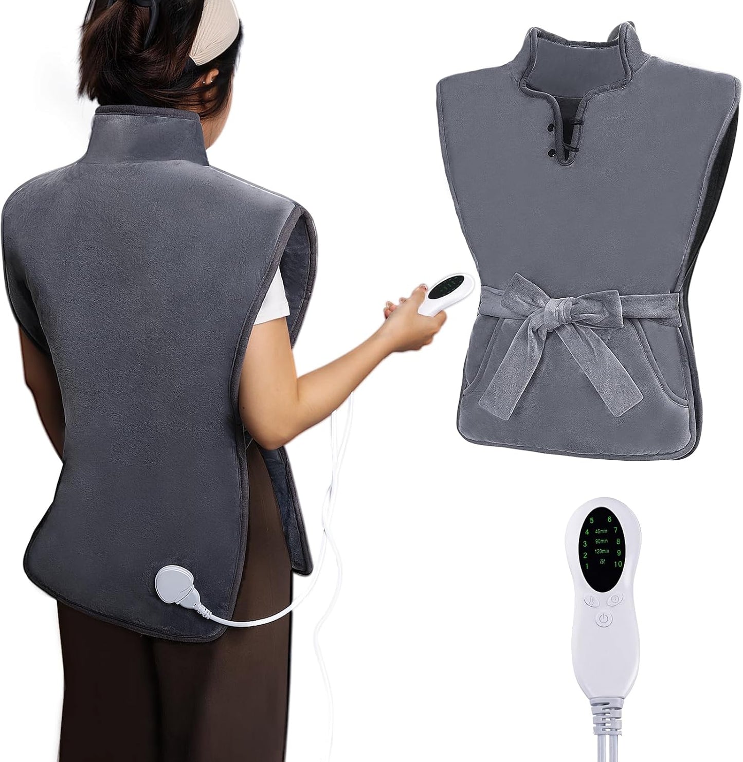 Heating Electric Pads - Back, Neck, Shoulders, Abdomen, 20"X27" Electric Heat Pad,10 Heating Levels, Auto Shut Off