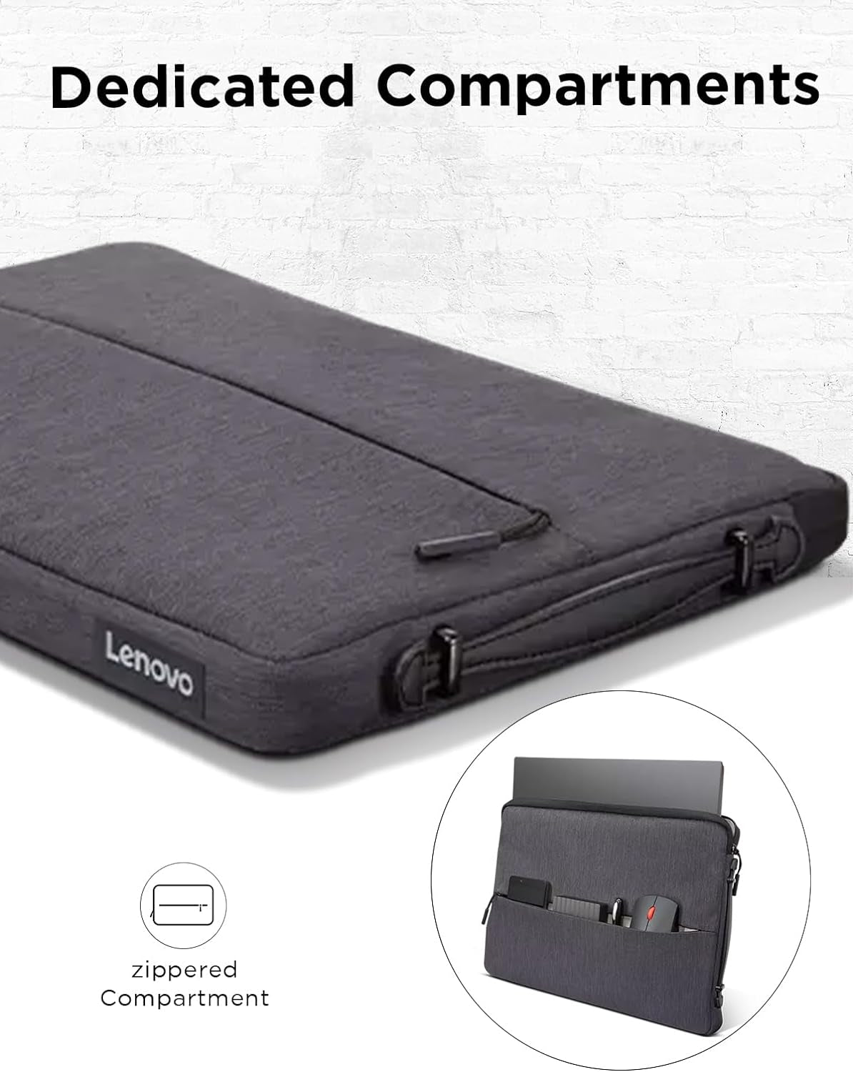 Urban Sleeve 14-Inch Laptop/Notebook/Tablet Case - Water-Resistant, Padded Compartments, Zippered Accessory Storage, Rubber Corners, Handle - Charcoal Grey