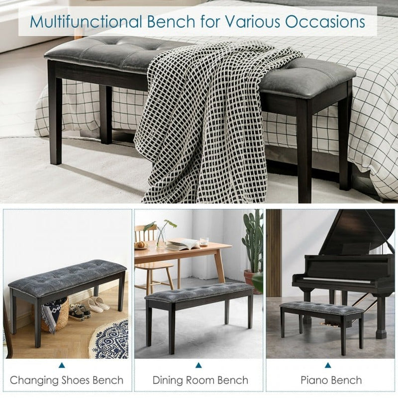 Upholstered PU Leather Dining Room Bench in Traditional Style