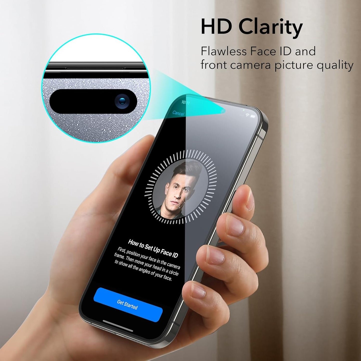 Screen Protector Set, 3 Tempered-Glass Screen Protectors and 1 Set Individual Lens Protectors, 2.5D Curved Edges, Scratch Resistant