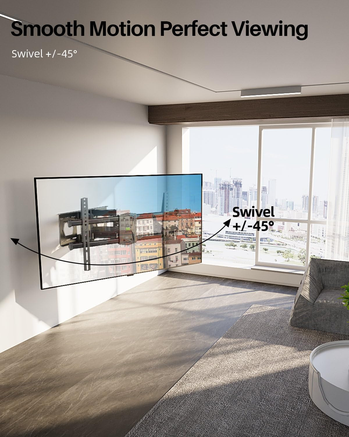 Full Motion TV Wall Mount for 42"-84" TVs, Articulating Swivel and Tilt Bracket, Max VESA 600x400mm, Supports Up to 120 lbs
