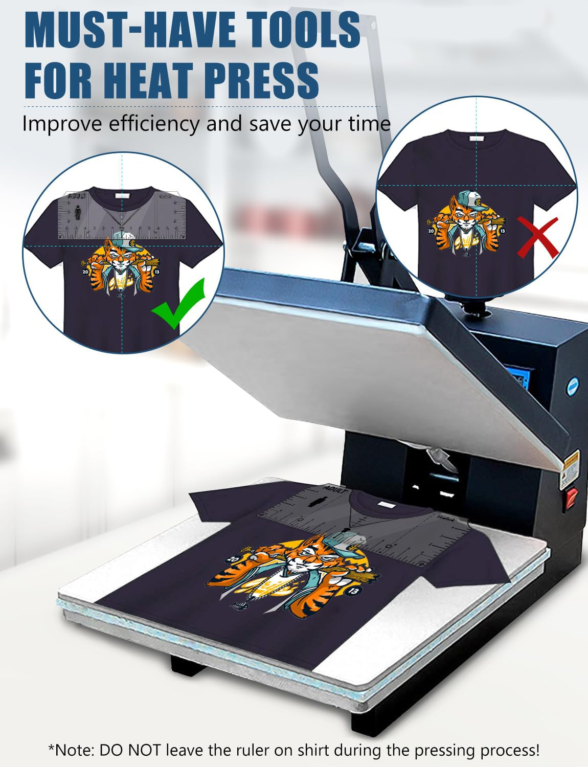 T-Shirt Alignment Ruler Measurement Tool for Centering Designs and Logos, Vinyl Placement-Heat Press and Sublimation Applications