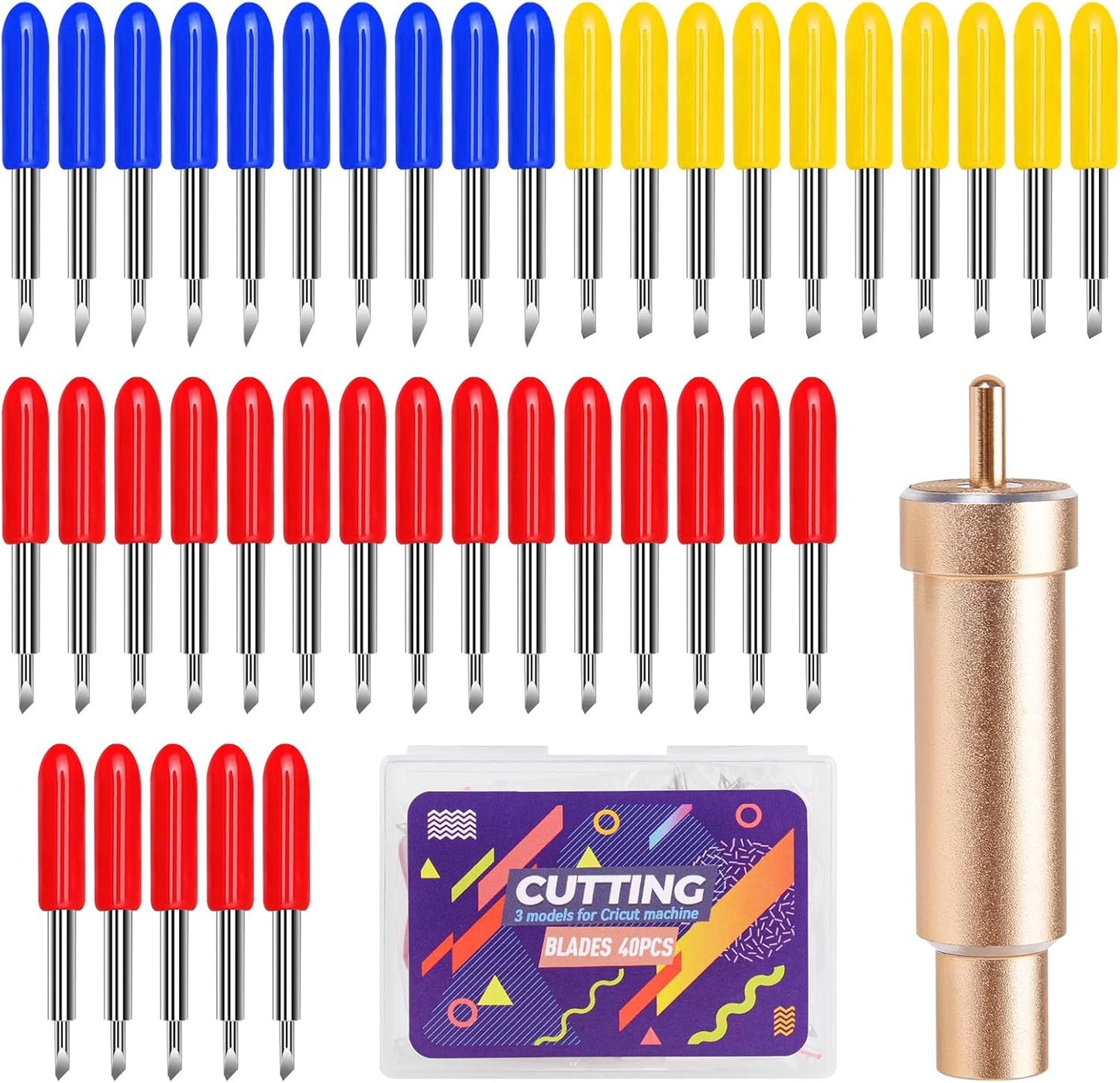 Blade Replacement Set-40 Premium Blades, Housing for Explore Air Maker-20 Standard 45°, 10 Fine Point 30°,10 Deep Cut 60° Blades