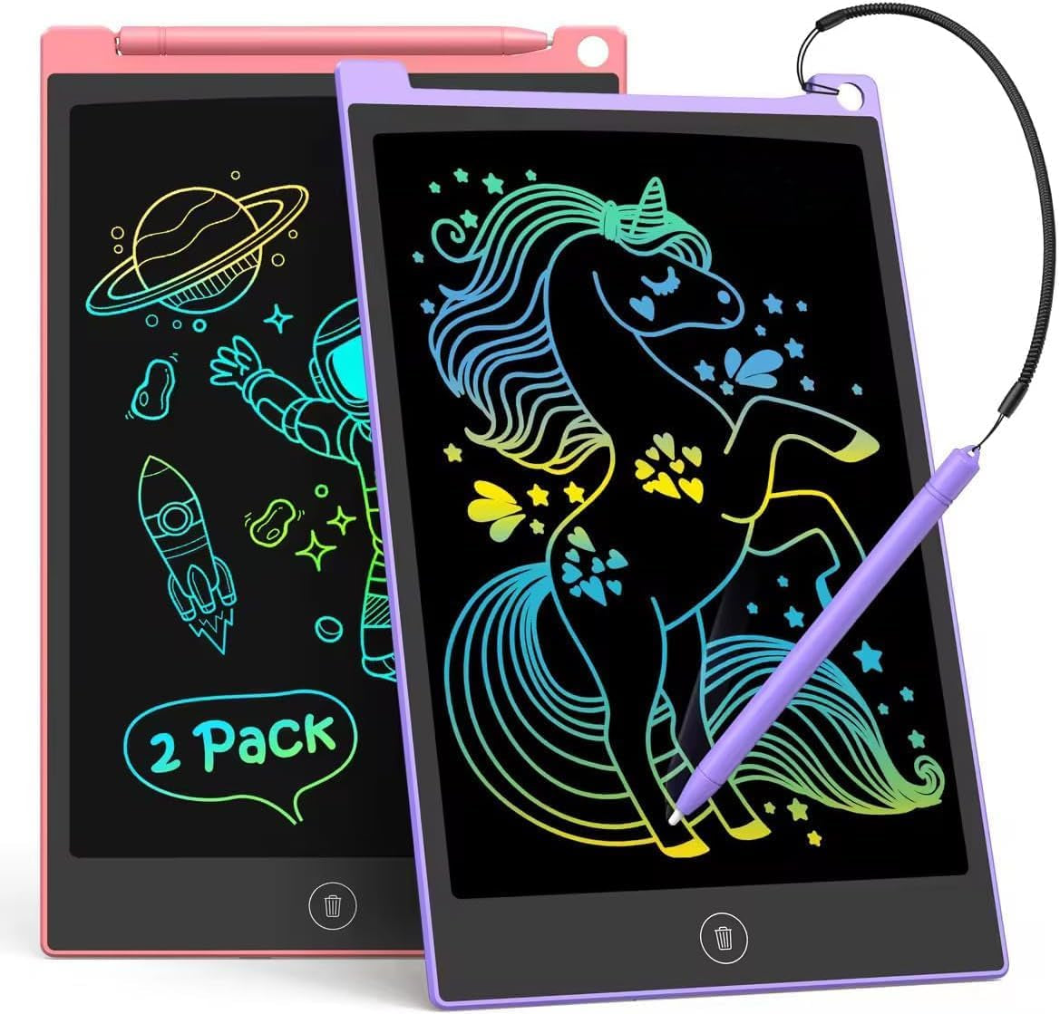 Dual Pack 8.5-Inch LCD Writing Tablet - Colorful Doodle Board for Children, Ideal Travel Activity and Learning Toy for Ages 3+
