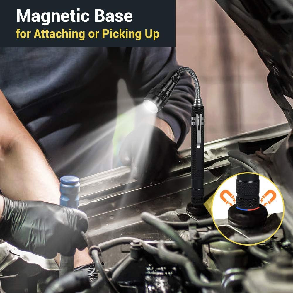 LED Magnetic Pickup Tool for Men - 22" Flexible Magnet for Hard-to-Reach Items, Ideal Christmas and Birthday Gift for Dads, Grandfathers, and Car Enthusiasts