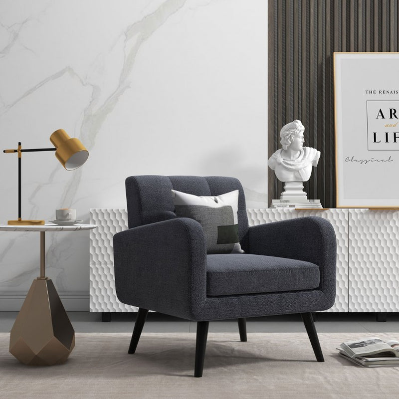 Contemporary Upholstered Accent Chair with Rubberwood Legs