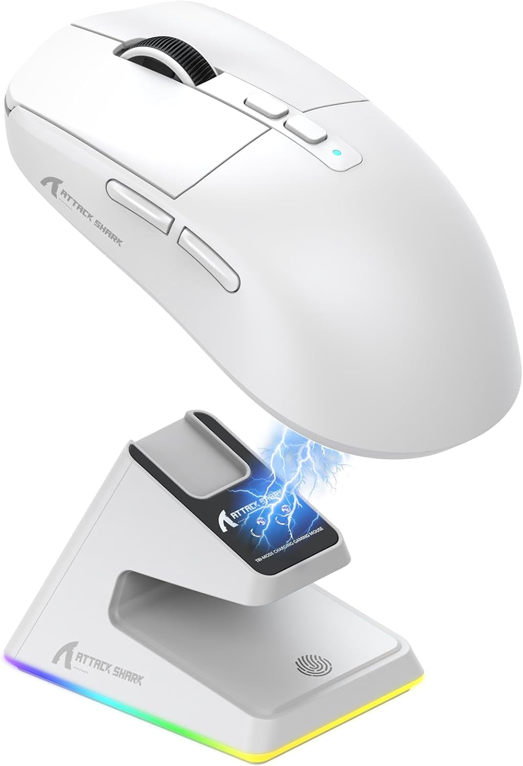 Ultra-Lightweight Wireless Gaming Mouse with Magnetic RGB Charging Dock, Dual Connectivity (Bluetooth/2.4GHz), Pixart PAW3395 Sensor, 26000 DPI, (Black)