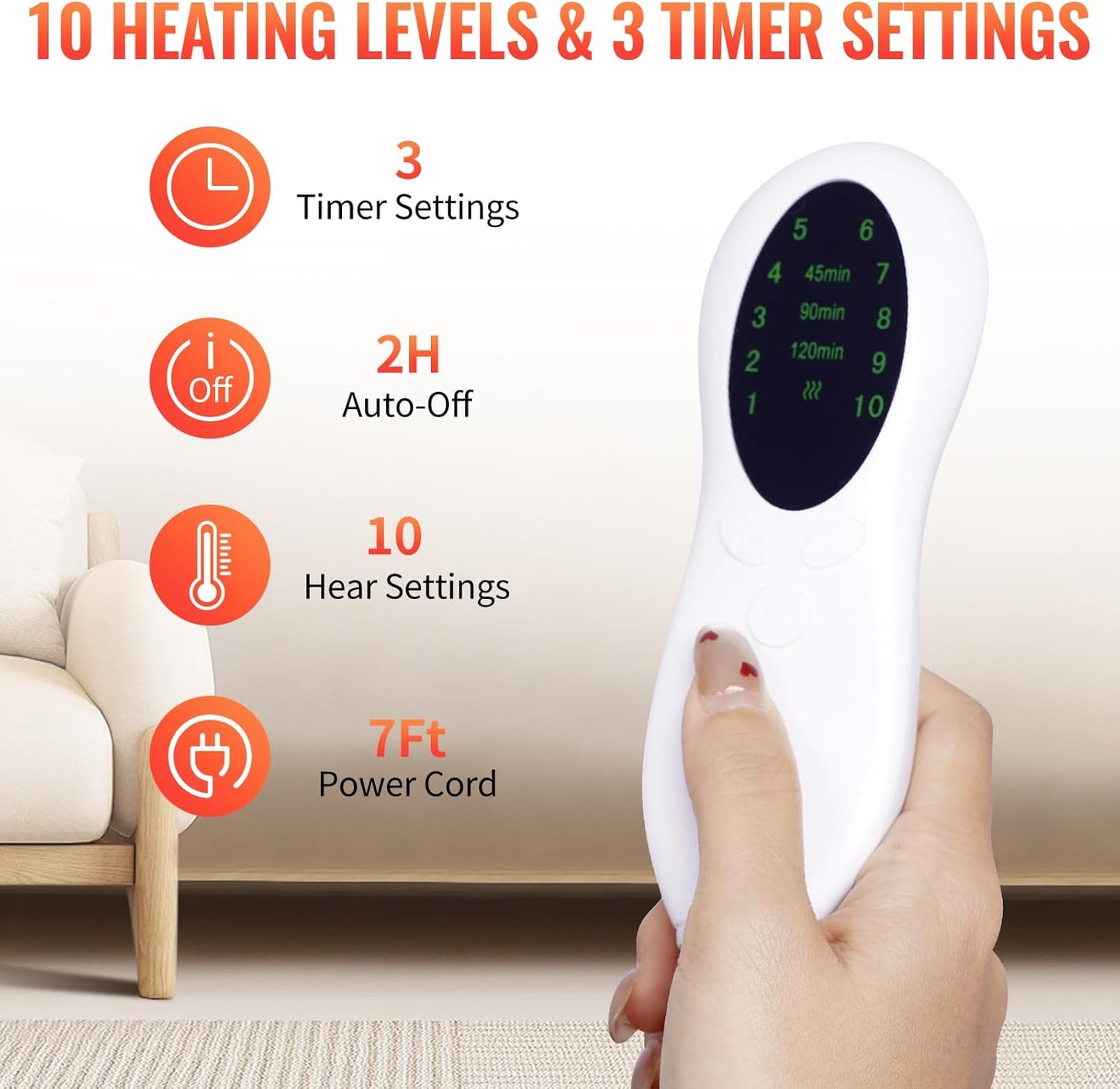 Heating Electric Pads - Back, Neck, Shoulders, Abdomen, 20"X27" Electric Heat Pad,10 Heating Levels, Auto Shut Off