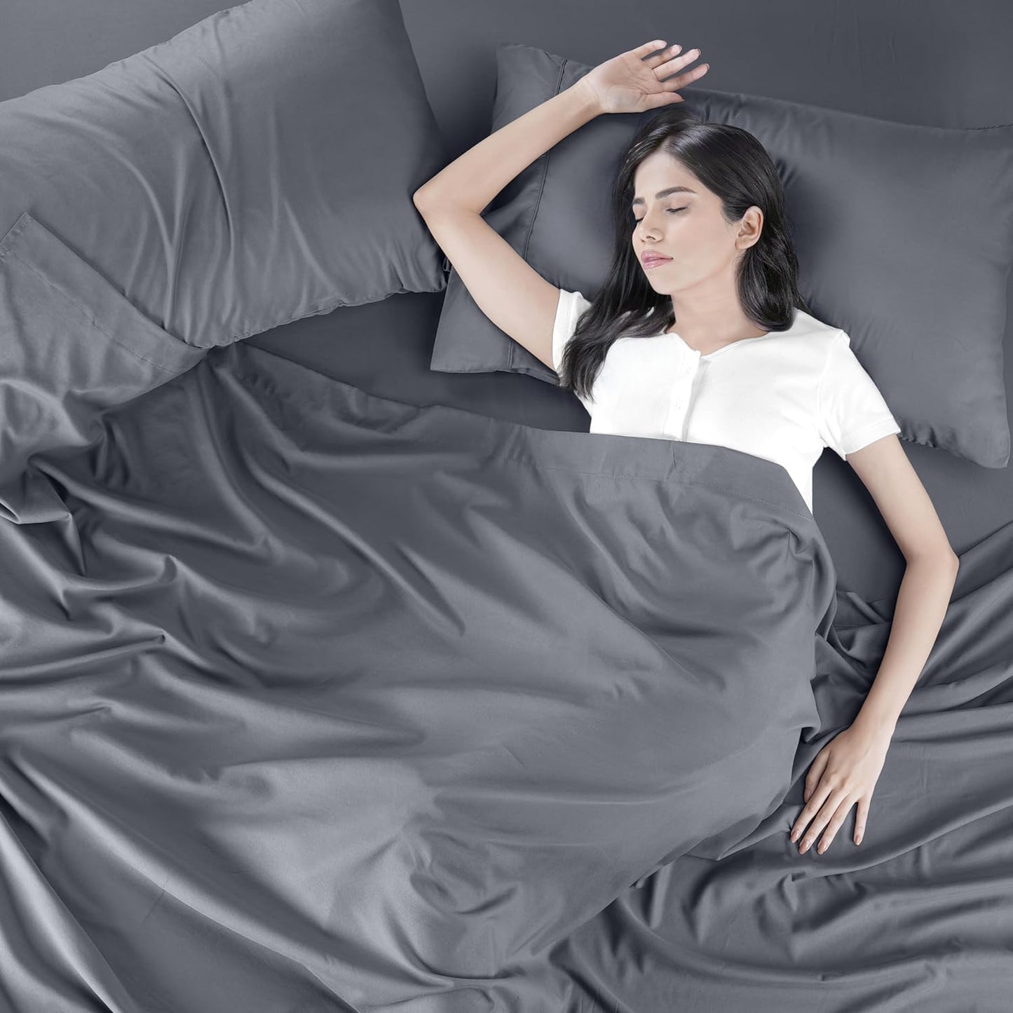 Queen Bed Sheet Set - 4-Piece Bedding Collection - Soft Brushed Microfiber - Shrinkage and Fade Resistant - Easy Care - Grey