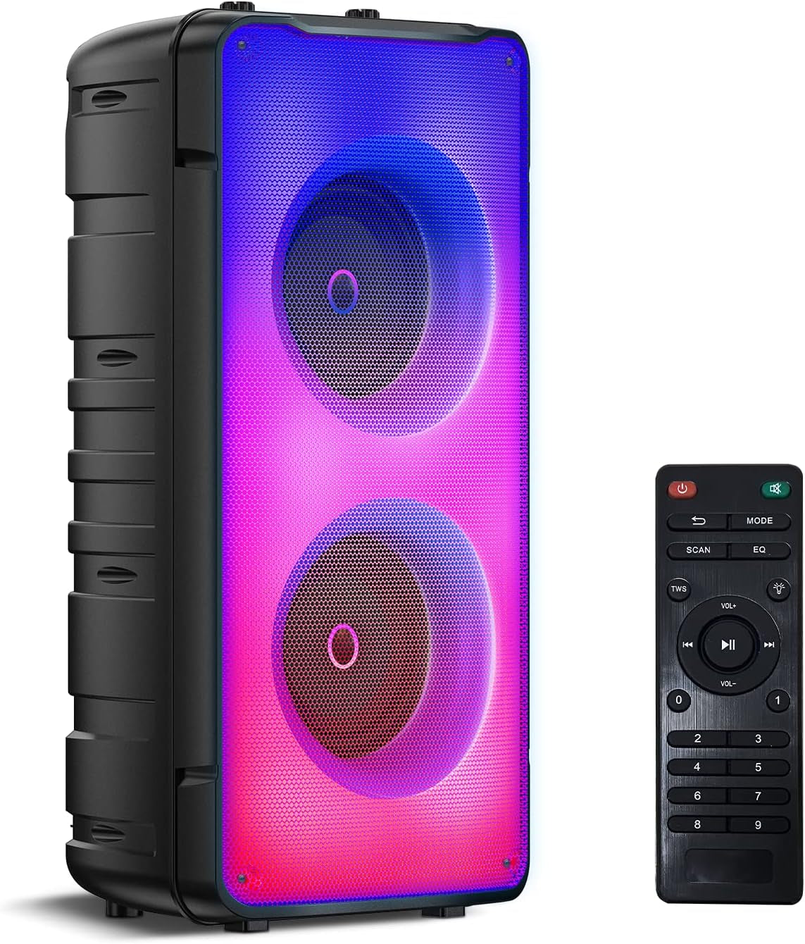 Portable 60W Bluetooth Speakers with Rich Bass, FM Radio, Colorful Lights, TWS Pairing, and 10000mAh Battery