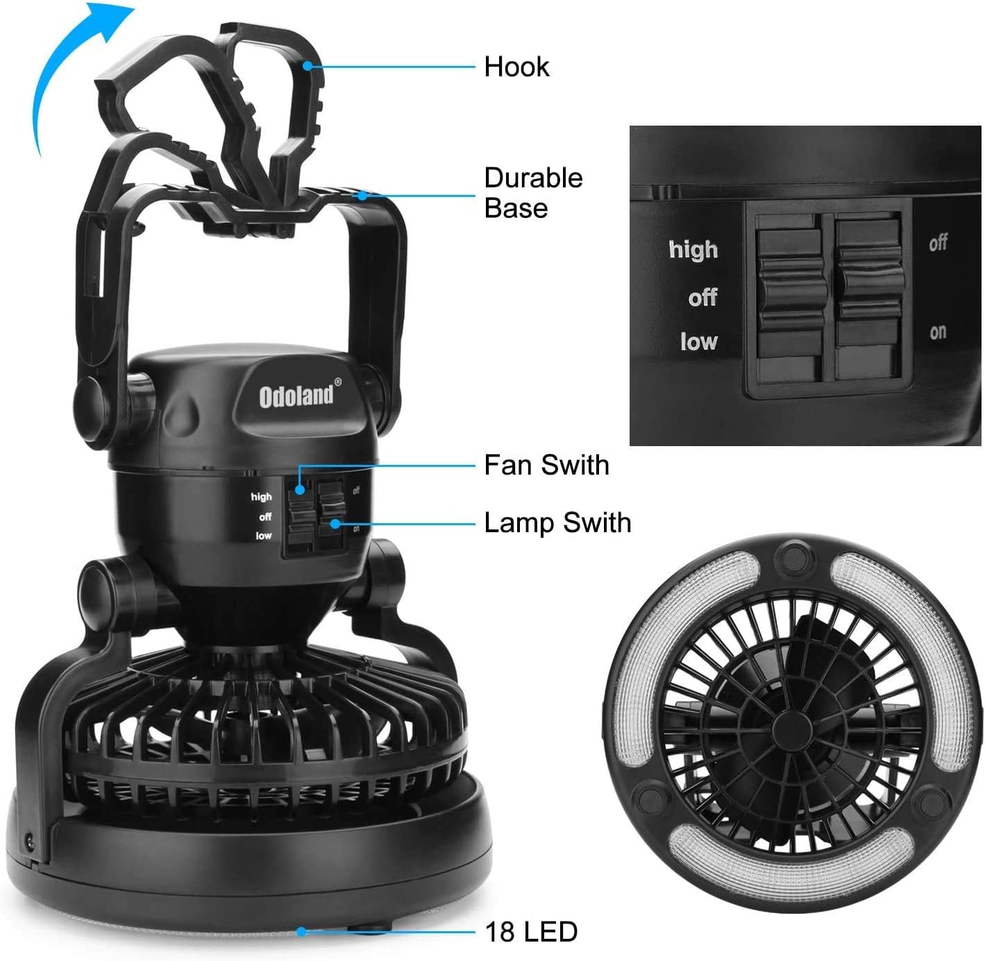 Portable LED Camping Lantern with Integrated Ceiling Fan - Essential Hurricane Emergency Survival Kit