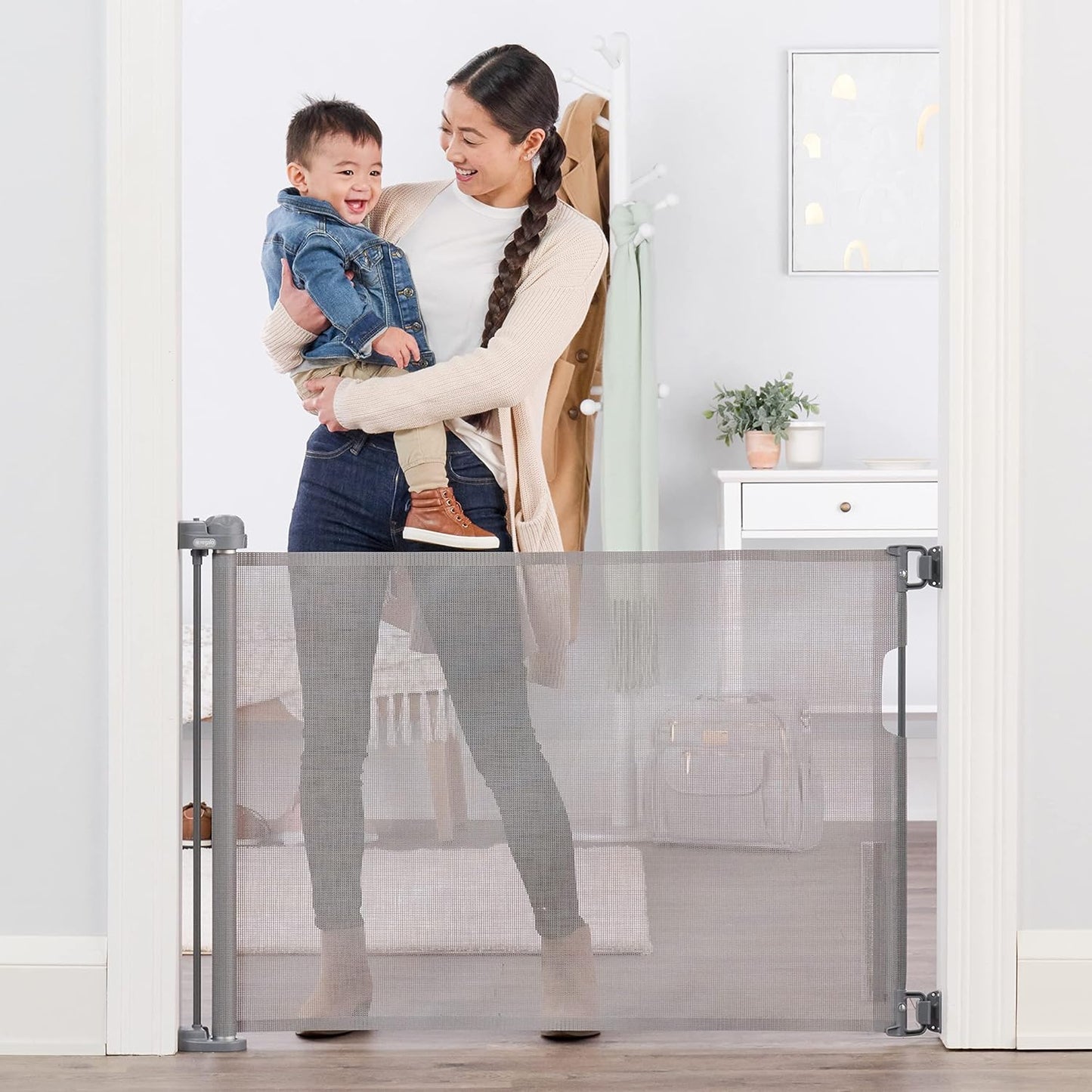 Extra Wide 49-Inch Baby Gate with Extension Kits and Pressure Mounting System - White