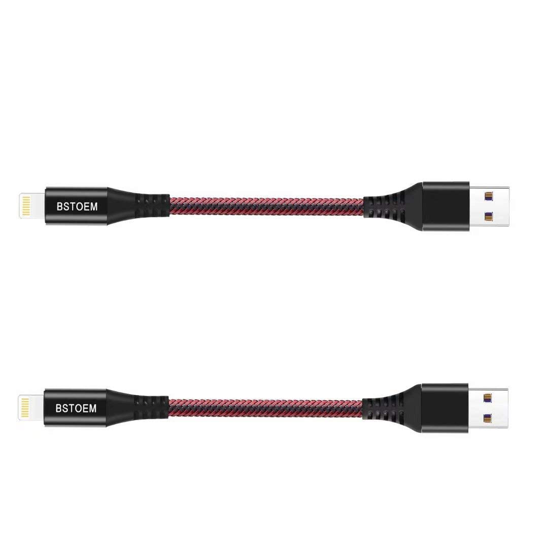 Short Lightning Cable 2-Pack, 7-Inch USB Charging Cords for Apple Devices, Compatible with iPhone 14/13/12/11/Xs Max/Xr/X/8/7/6/6S Plus/SE/5C/5S/5 and iPad Air/Pro/Mini