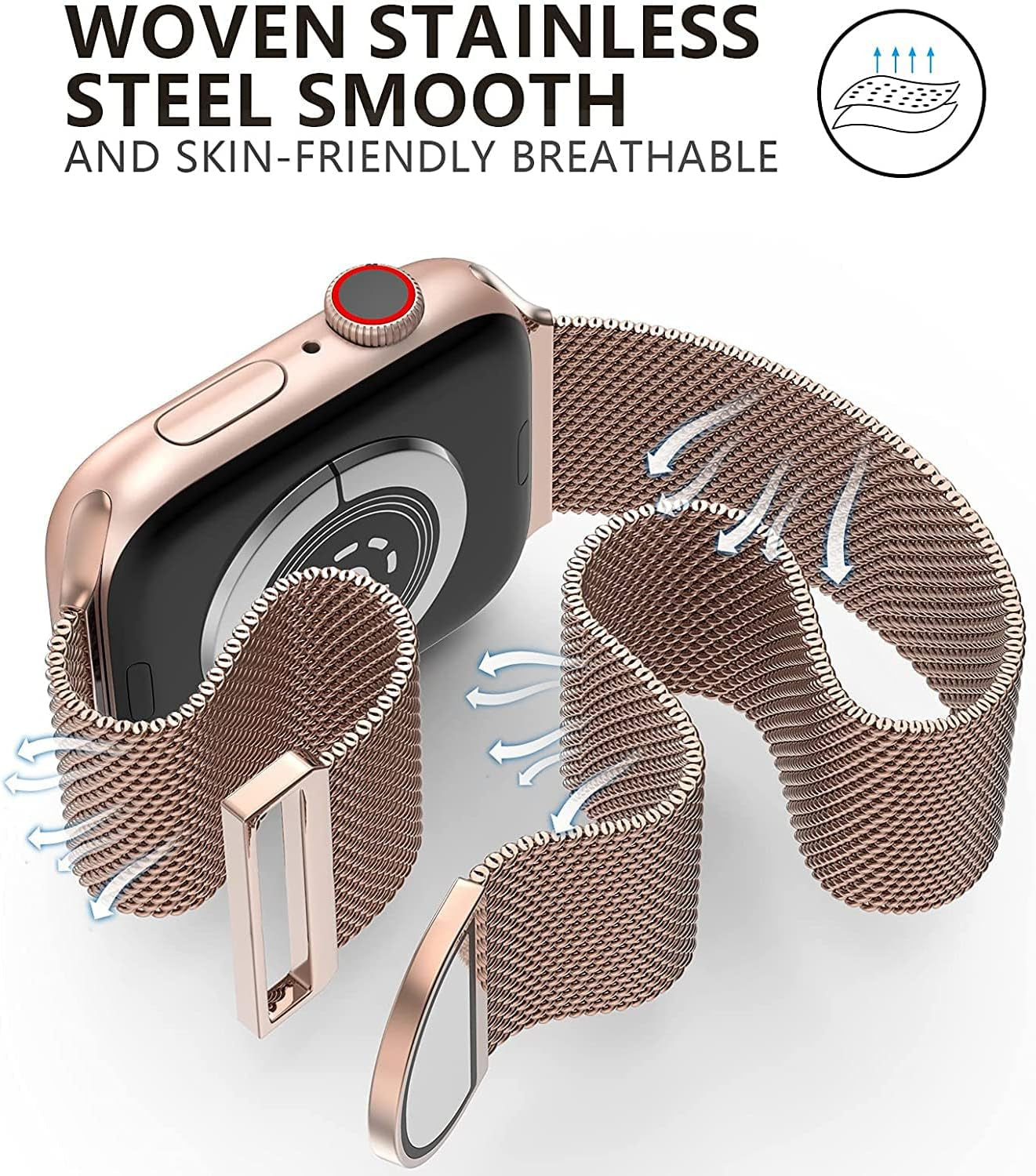 Adjustable Stainless Steel Magnetic Bracelet for Apple Watch Bands - Compatible with Ultra 2/1 and Series 10/9/8/7/6/5/4/3/2/1/SE for Men and Women