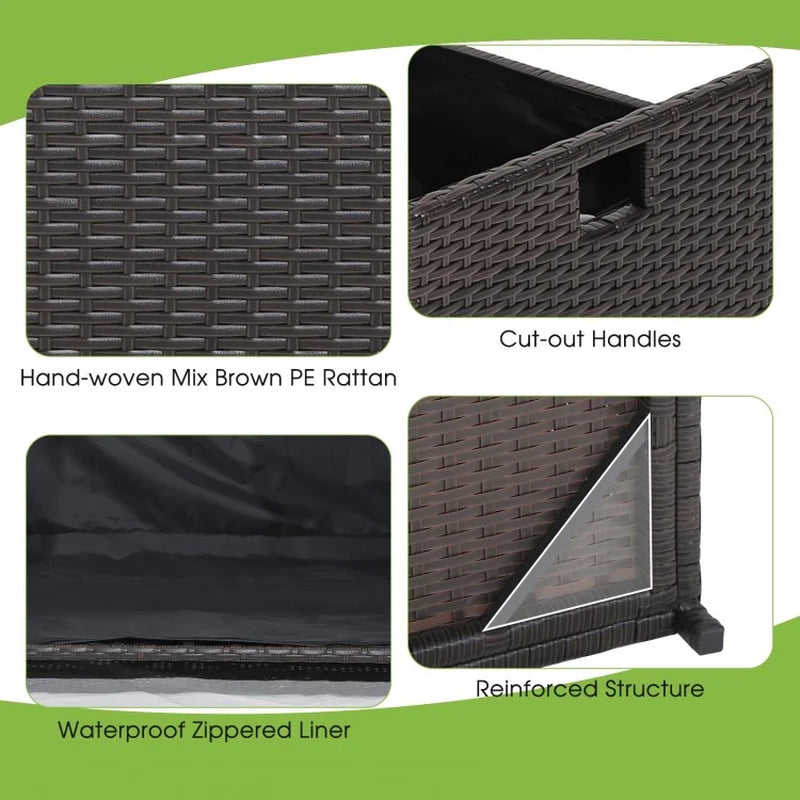 34-Gallon Patio Storage Bench with Cushioned Seat and Zippered Liner